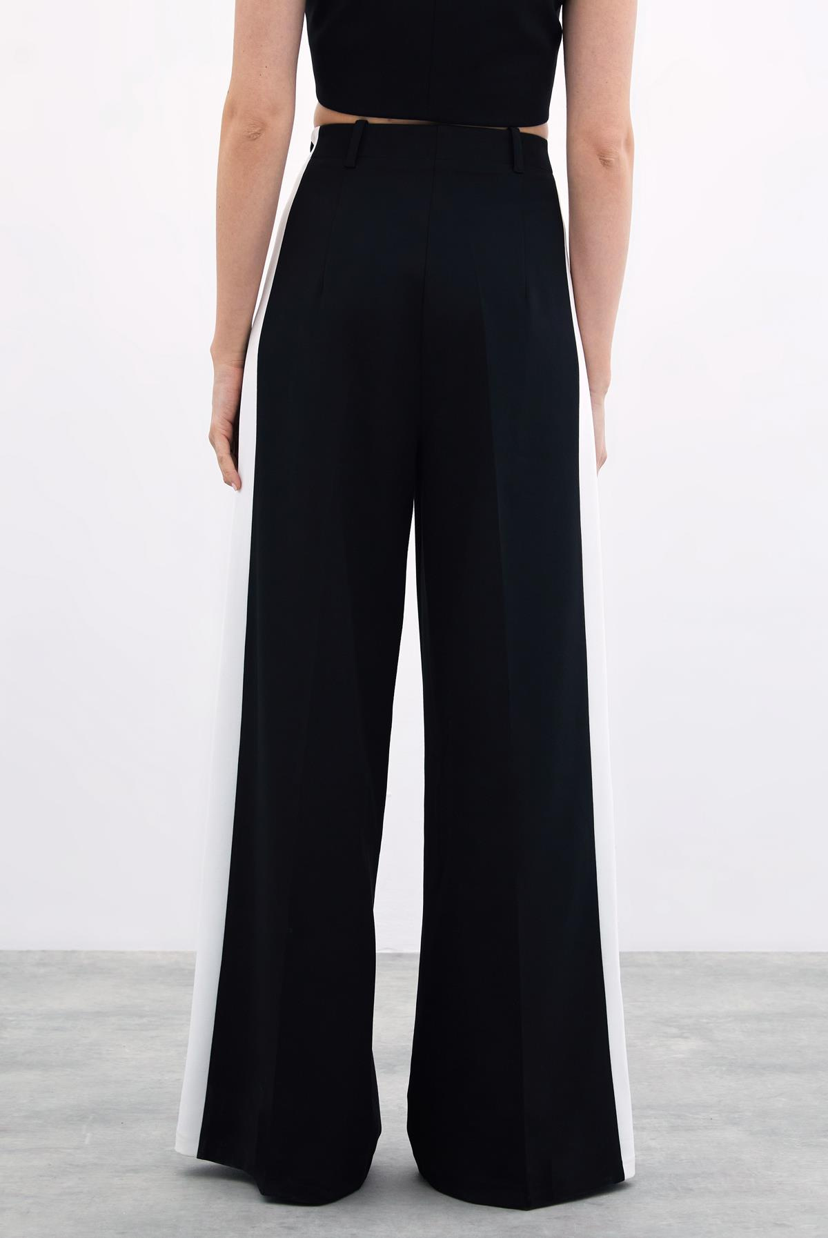 Kontrast Bol Pantolon - Siyah