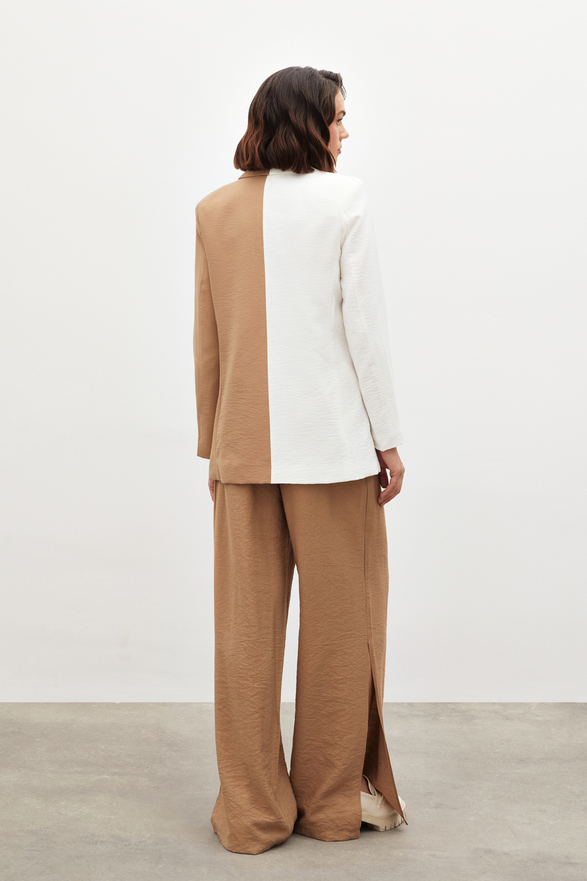 Kontrast Keten Ceket - EKRU-BEJ