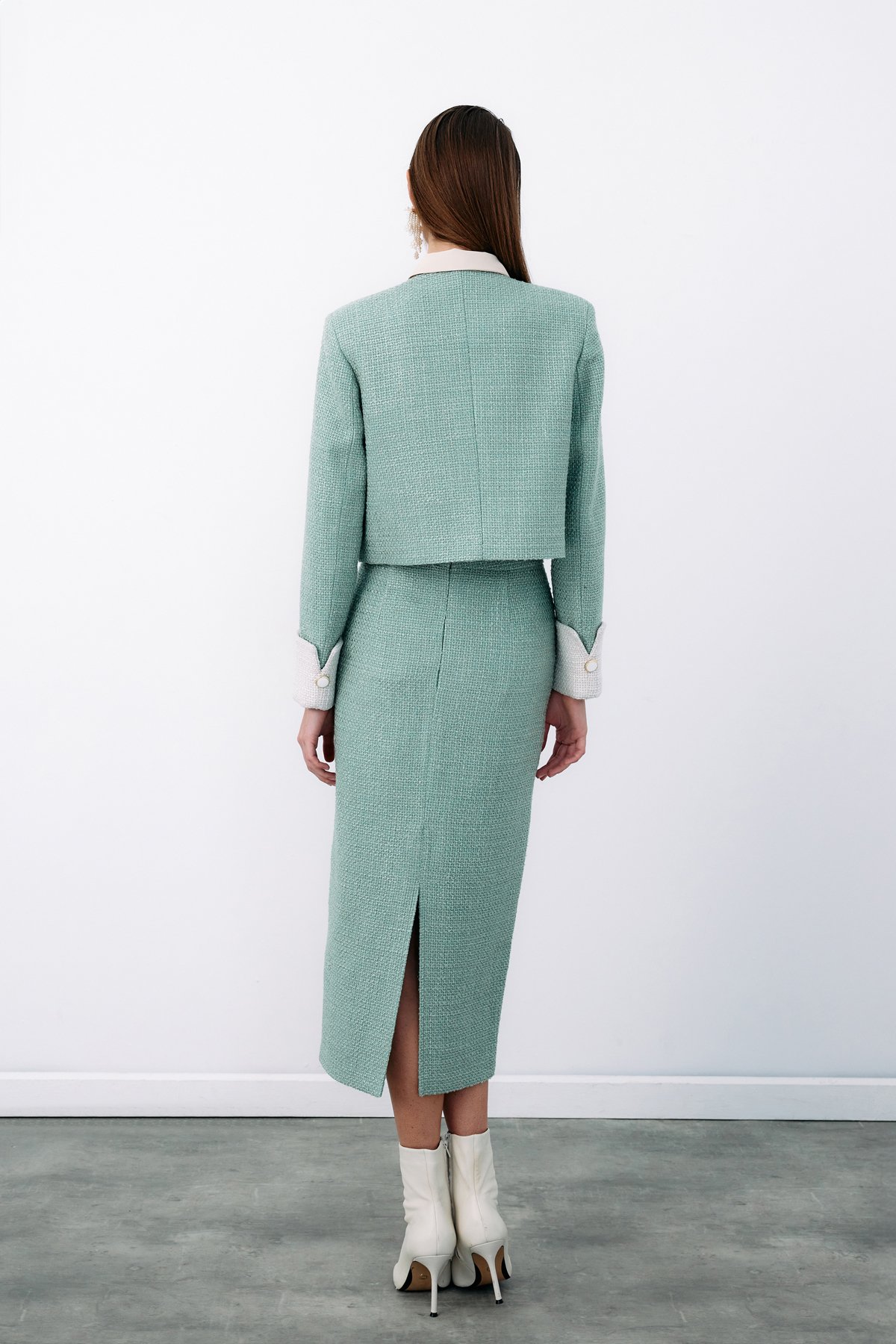 Kontrast Kısa Tüvit Ceket - MİNT