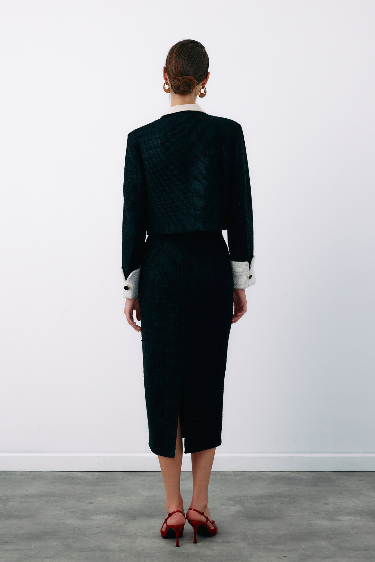 Kontrast Kısa Tüvit Ceket - SİYAH