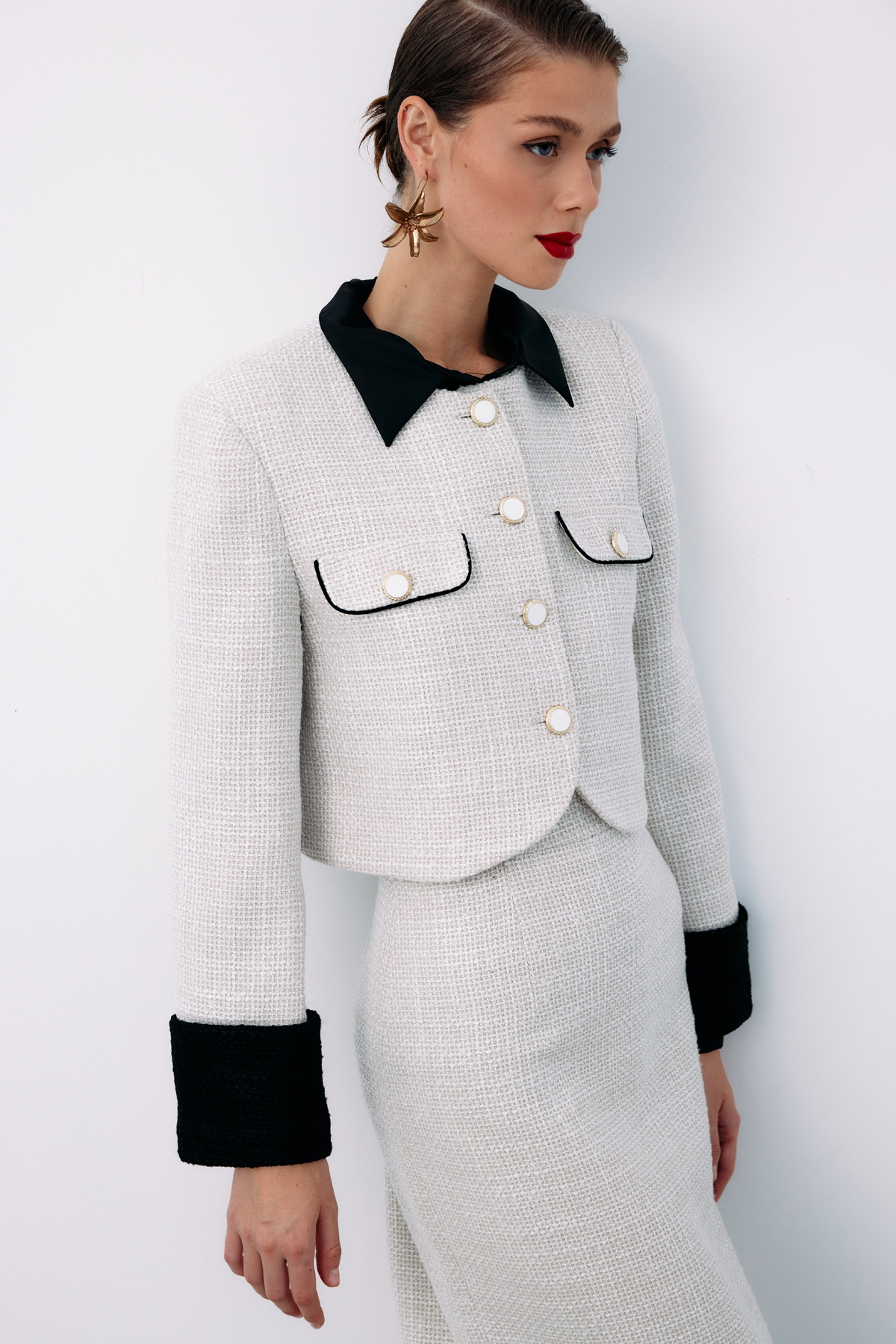 Kontrast Kısa Tüvit Ceket - TAŞ