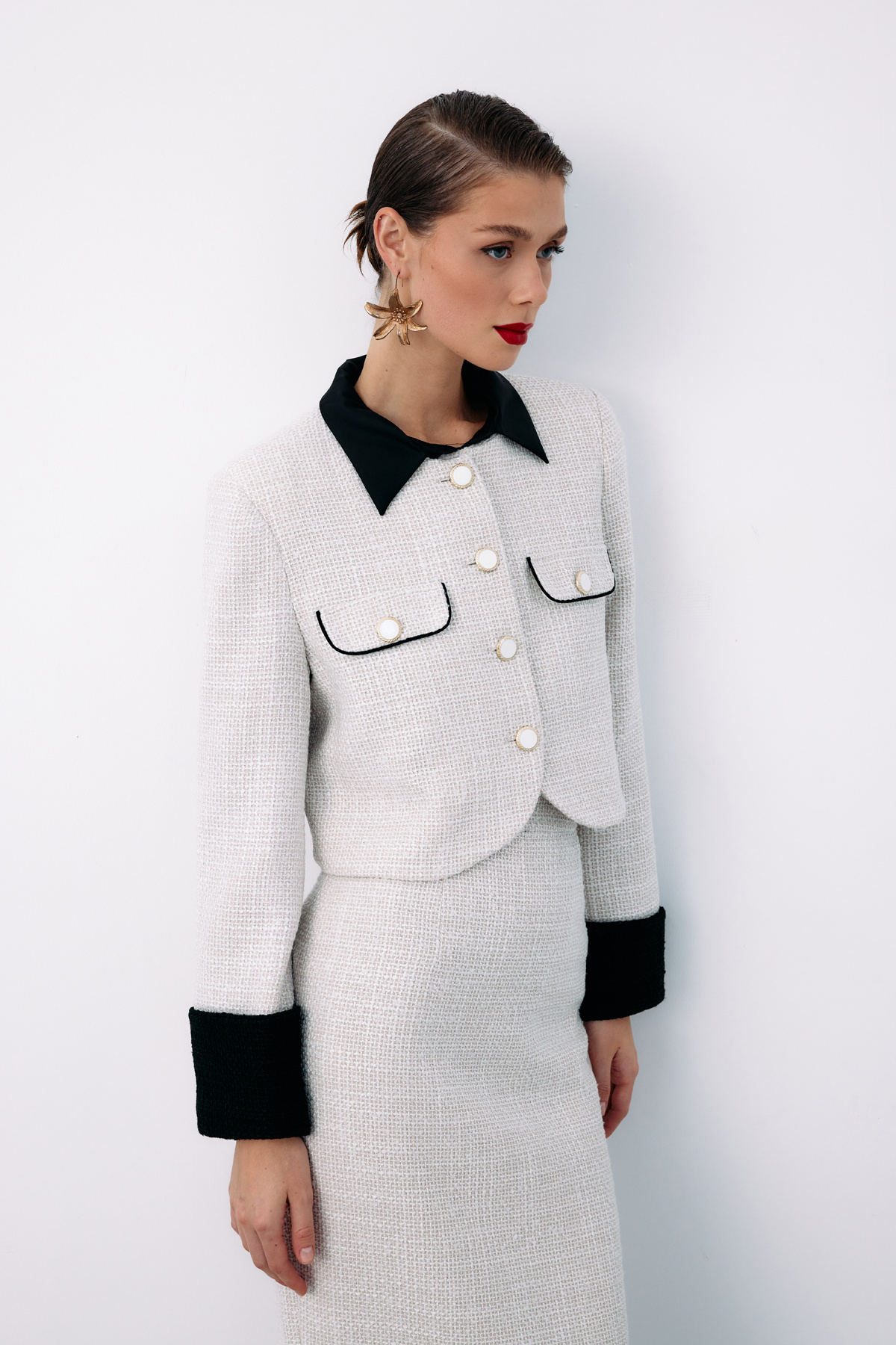 Kontrast Kısa Tüvit Ceket - TAŞ