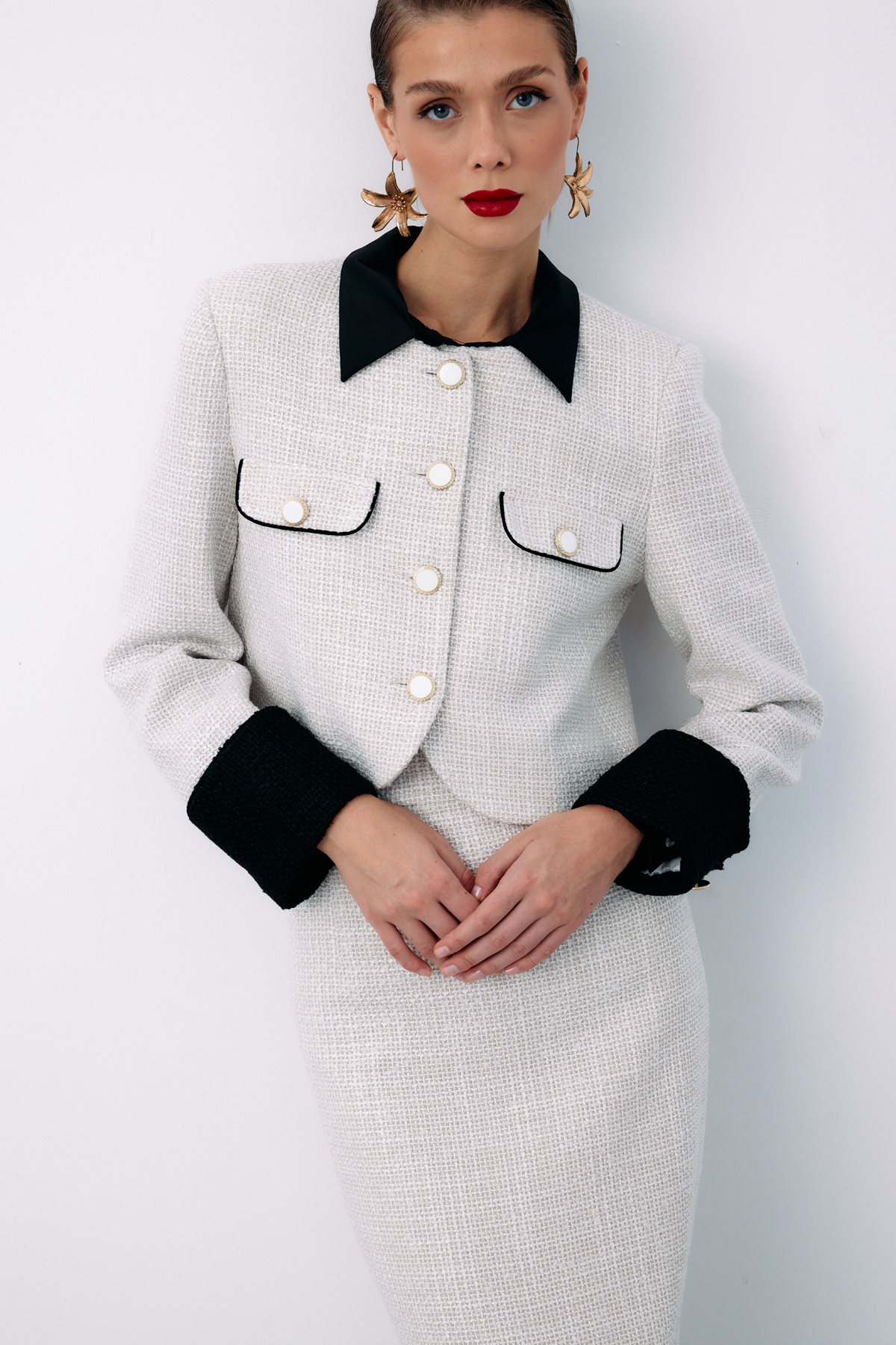 Kontrast Kısa Tüvit Ceket - TAŞ