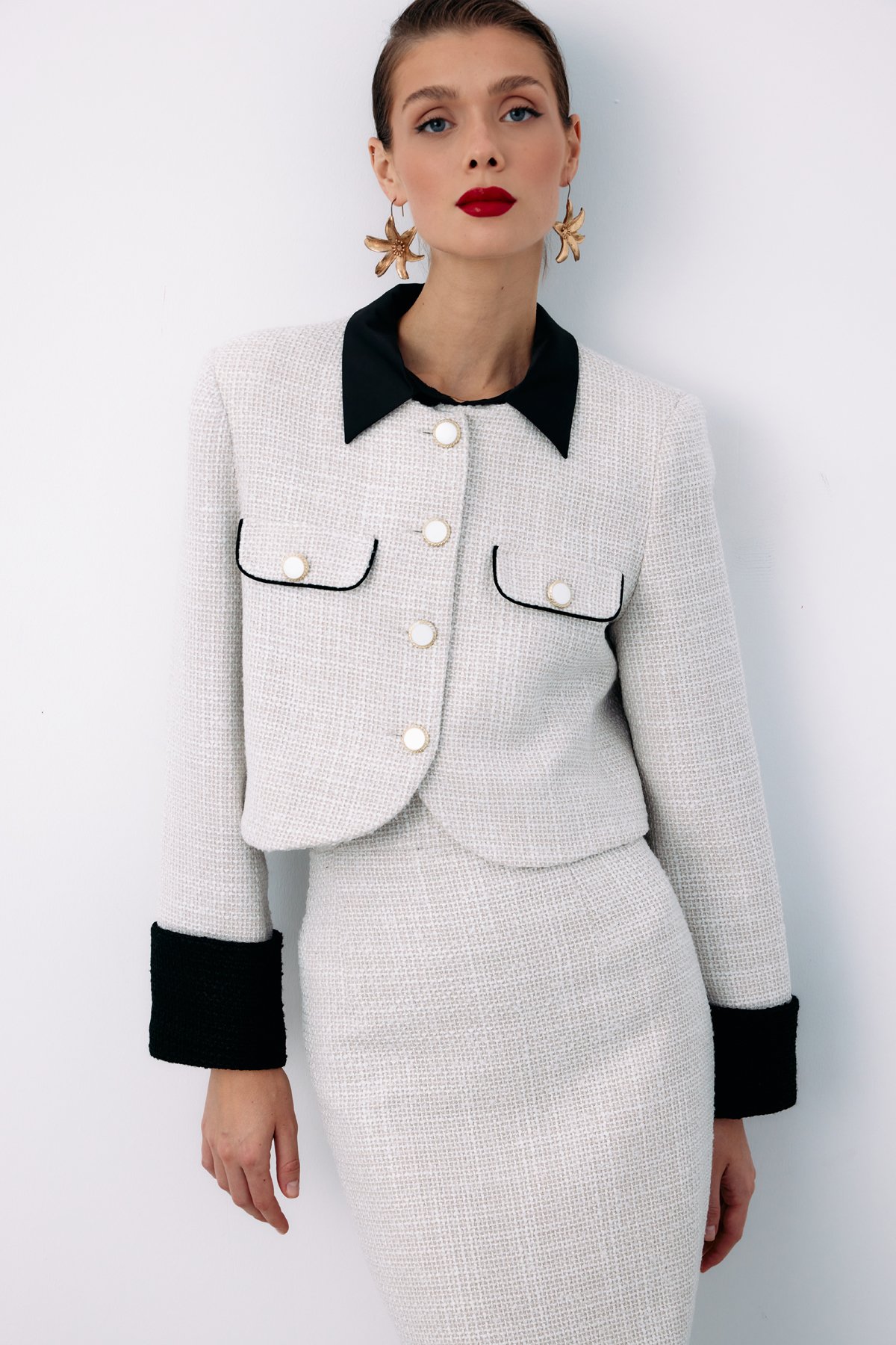 Kontrast Kısa Tüvit Ceket - TAŞ