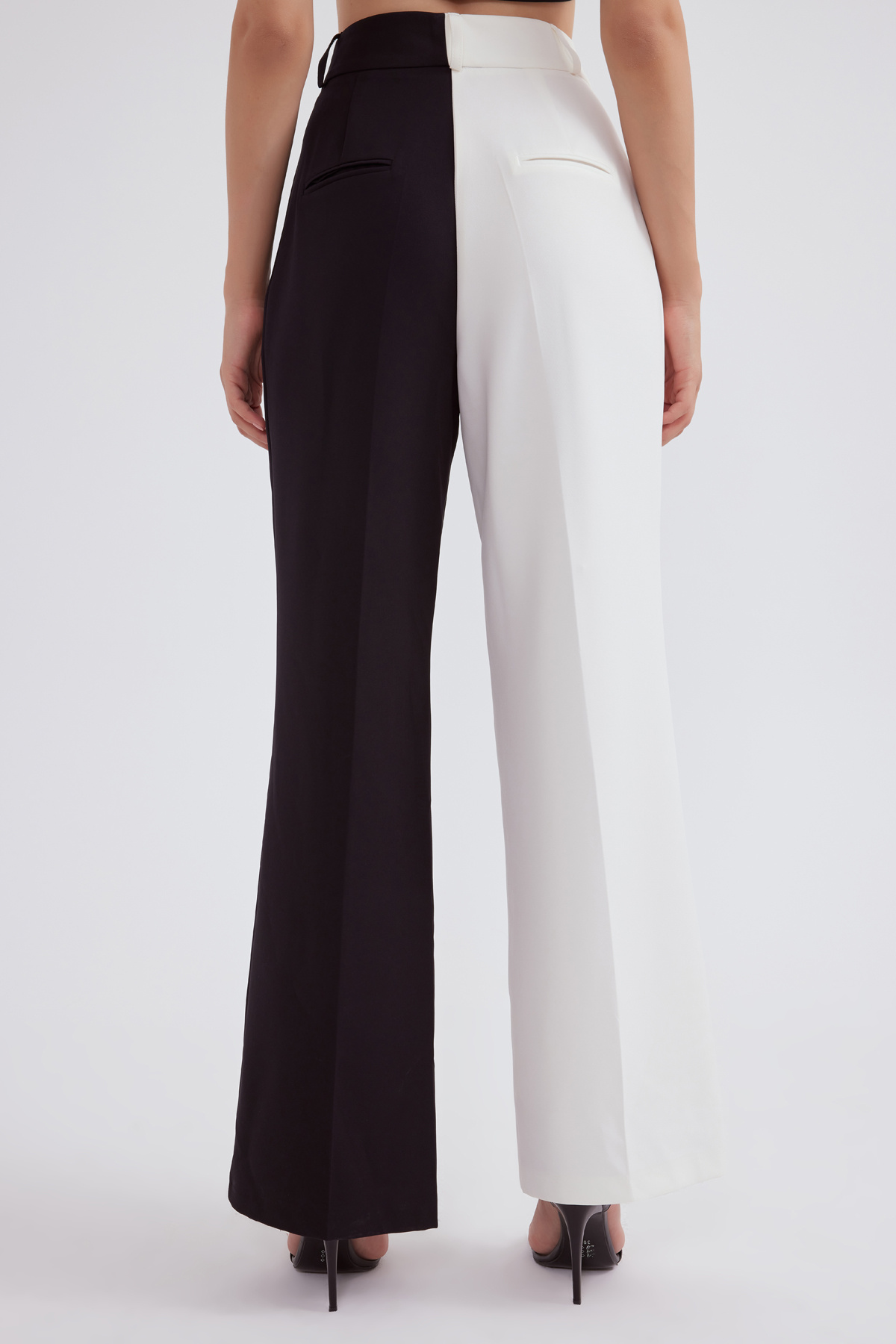 Kontrast palazzo pantolon - SİYAH-EKRU