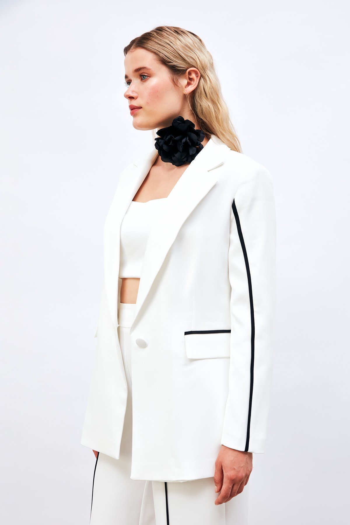 Kontrast Salaş Ceket - EKRU