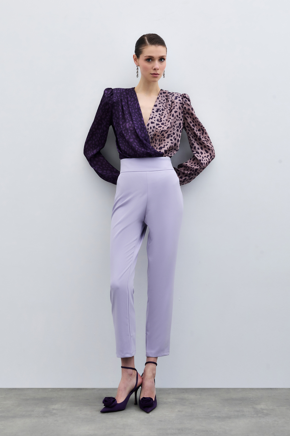 Korsaj Detaylı Pantolon - Lila