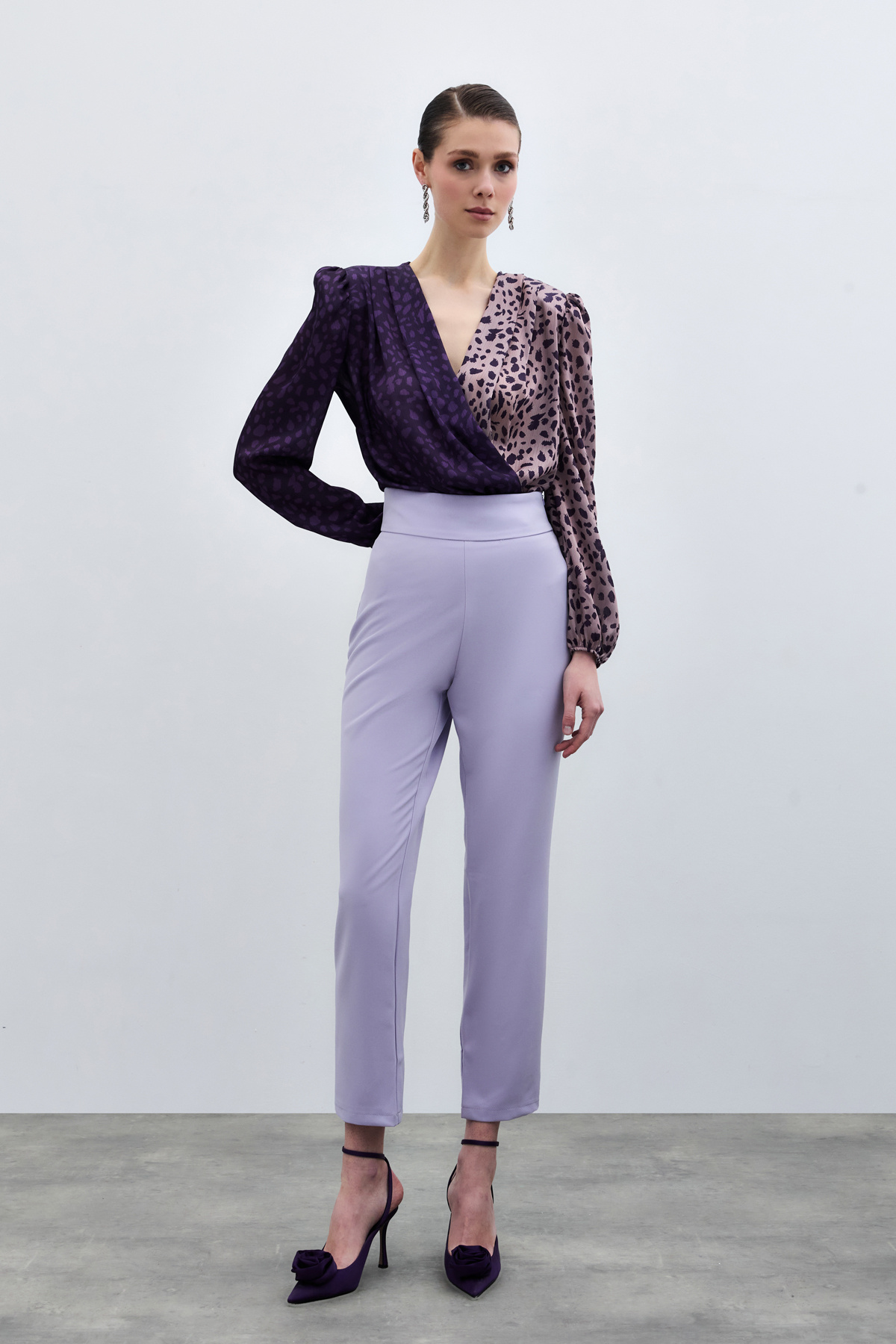 Korsaj Detaylı Pantolon - Lila