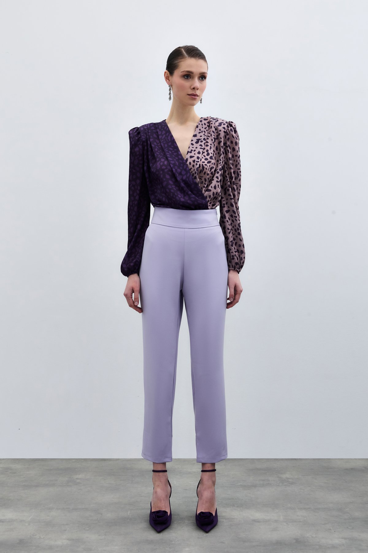 Korsaj Detaylı Pantolon - Lila