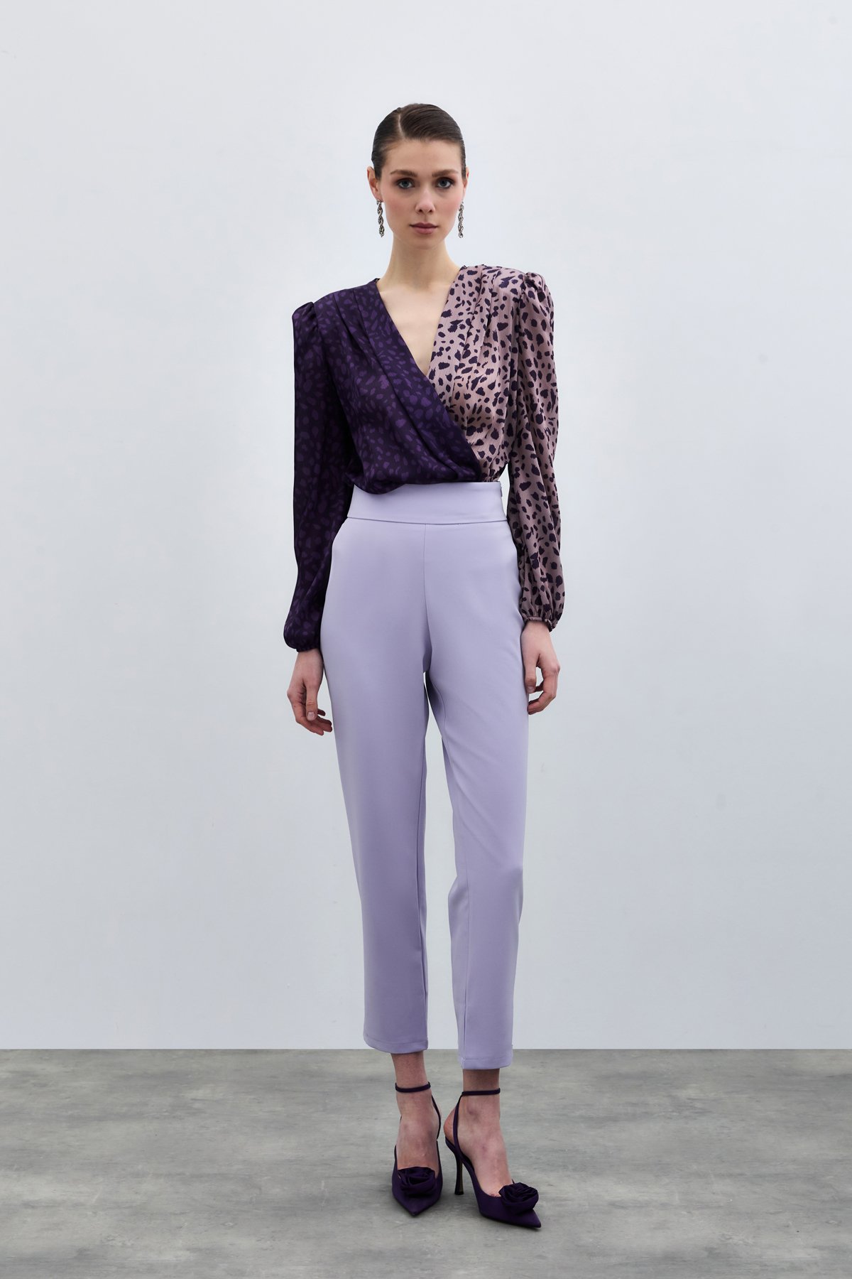 Korsaj Detaylı Pantolon - Lila