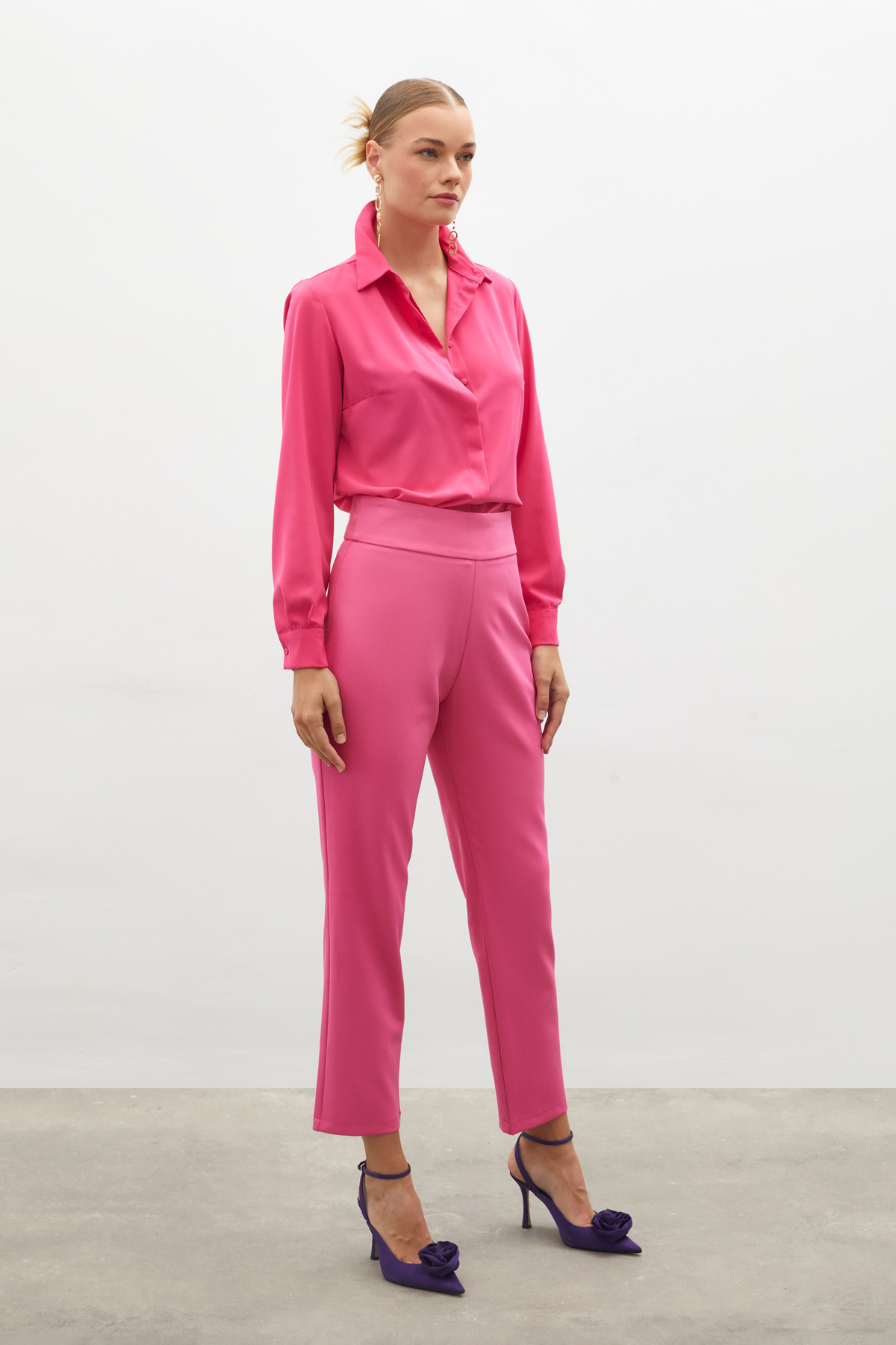 Korsaj Detaylı Pantolon - PEMBE