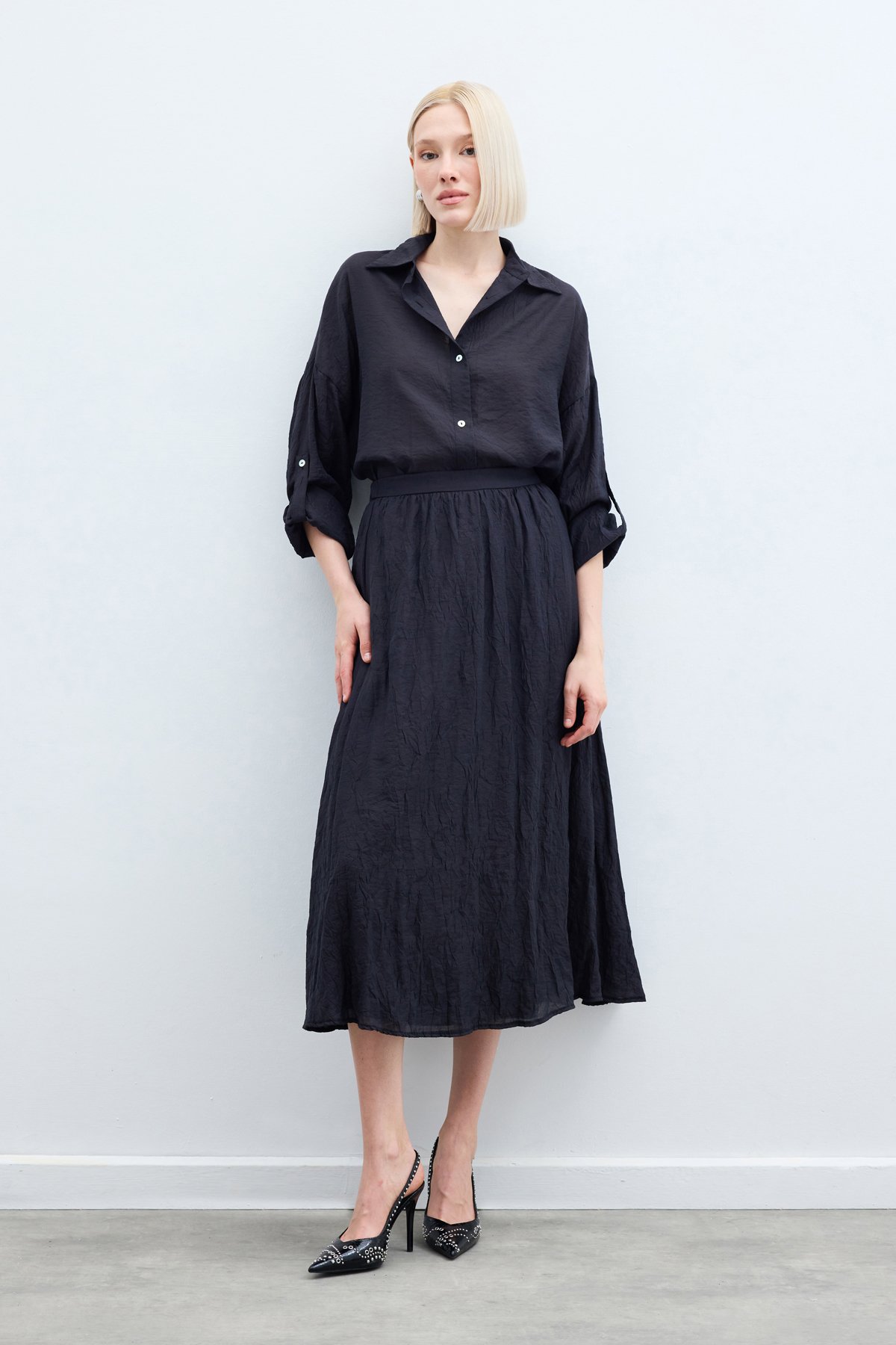 Kraşlı Kloş  Etek - Antrasit