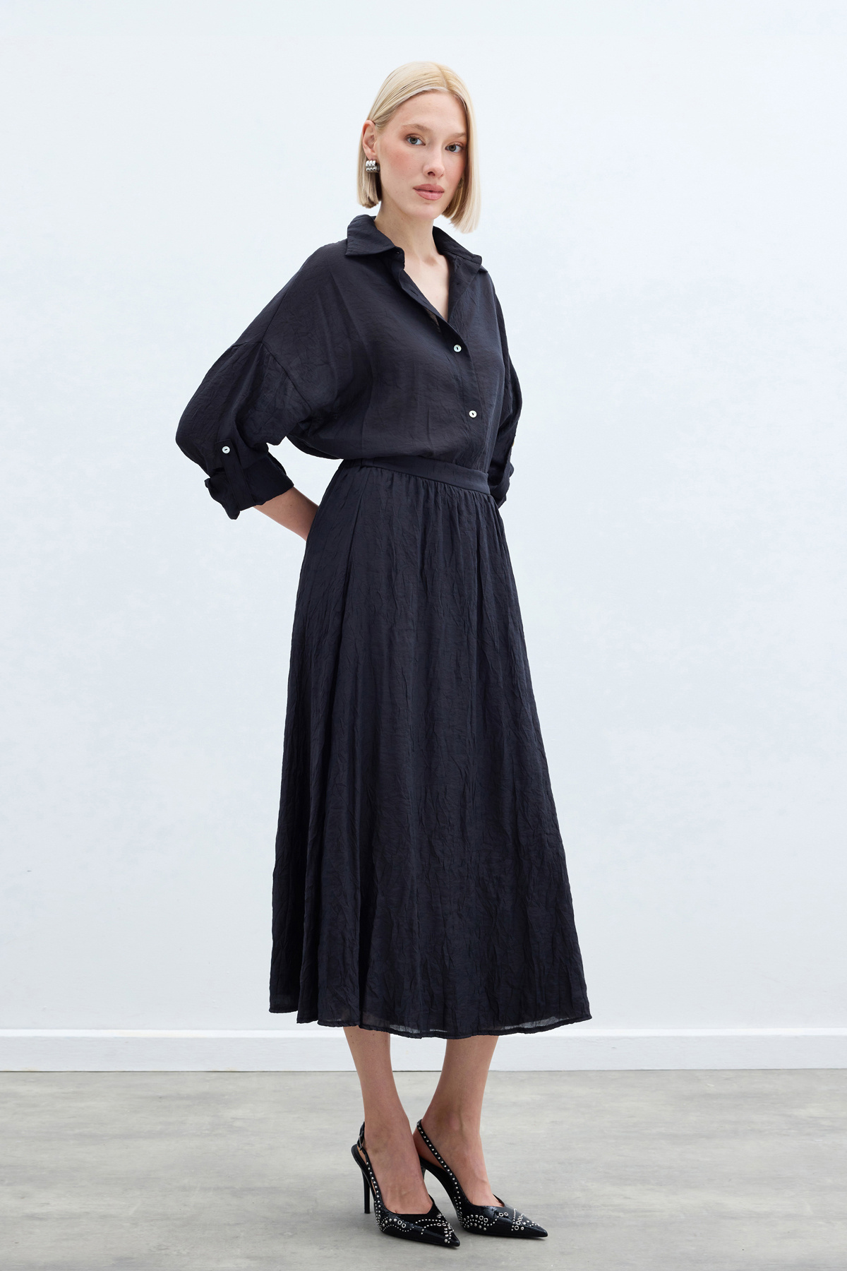 Kraşlı Kloş  Etek - Antrasit