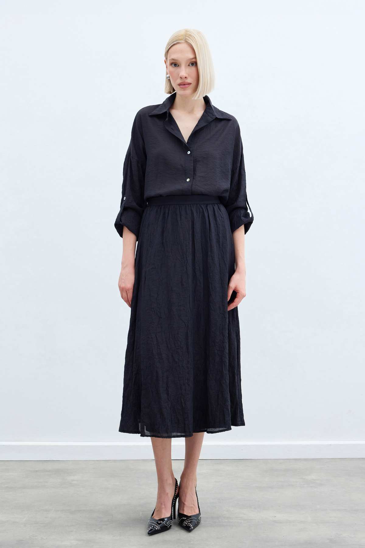 Kraşlı Kloş  Etek - Antrasit