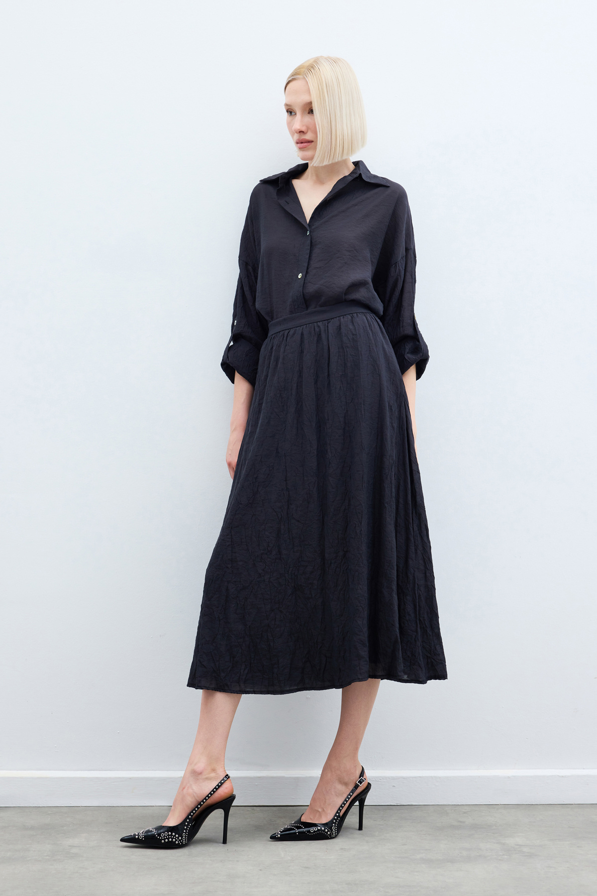 Kraşlı Kloş  Etek - Antrasit