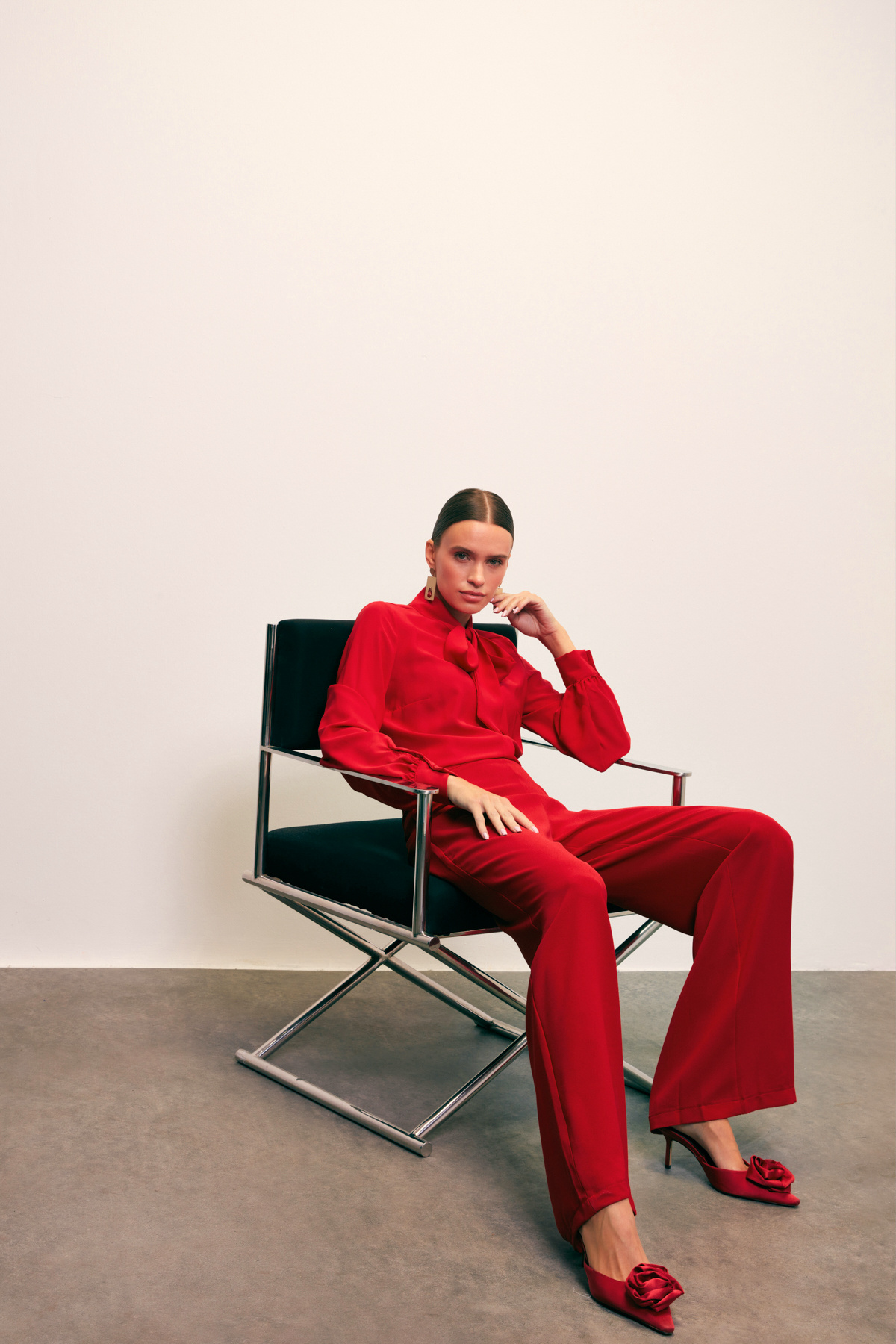 Krep Salaş Pantolon - KIRMIZI