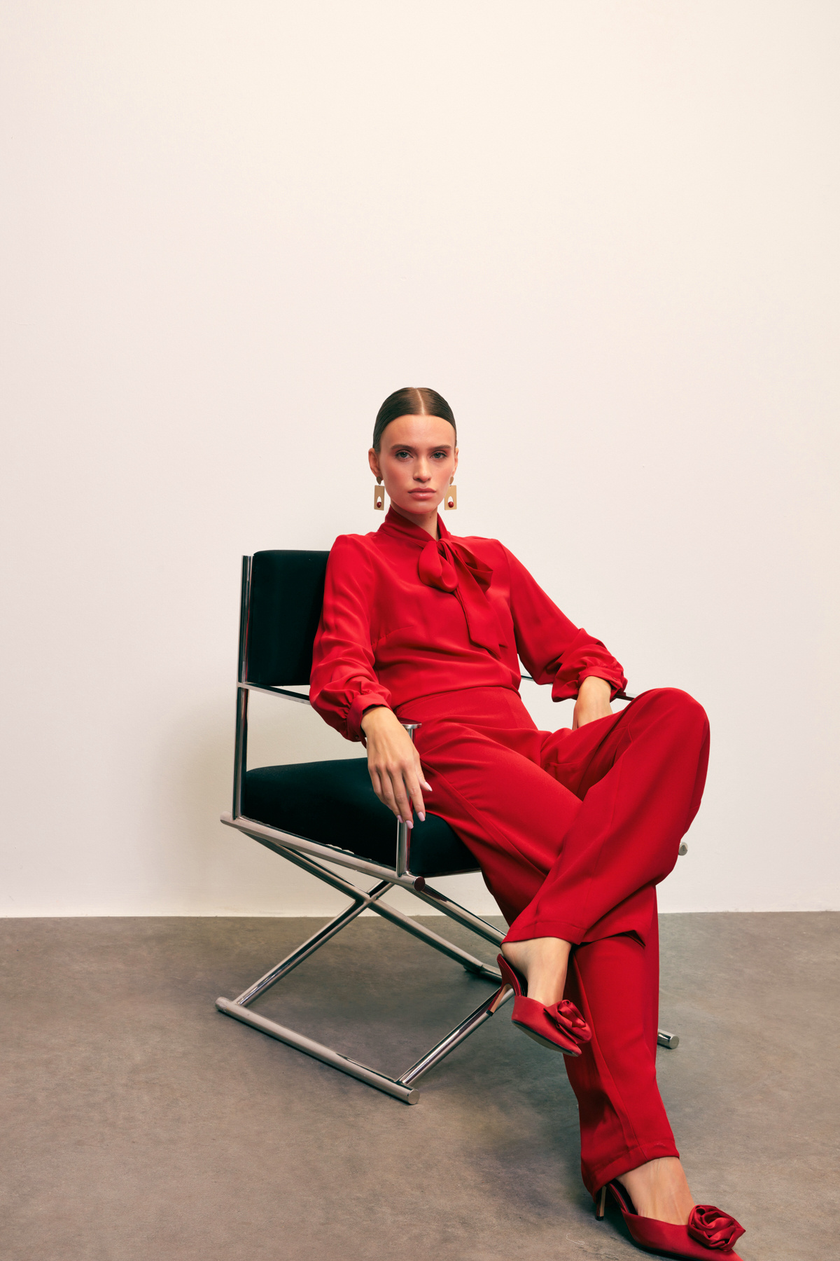 Krep Salaş Pantolon - KIRMIZI