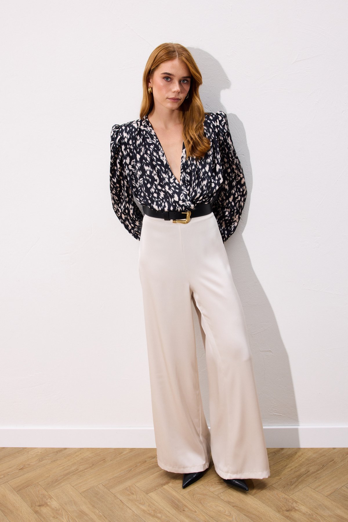 Kruvaze Bodysuit Bluz - Siyah