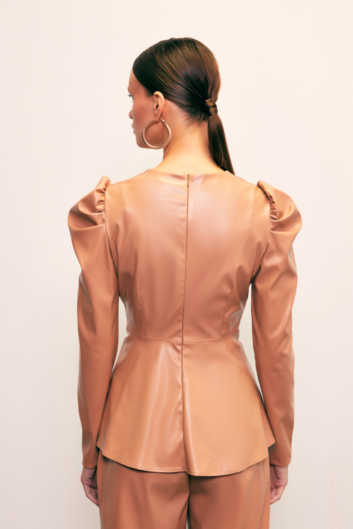 Kruvaze Deri Bluz - BEJ