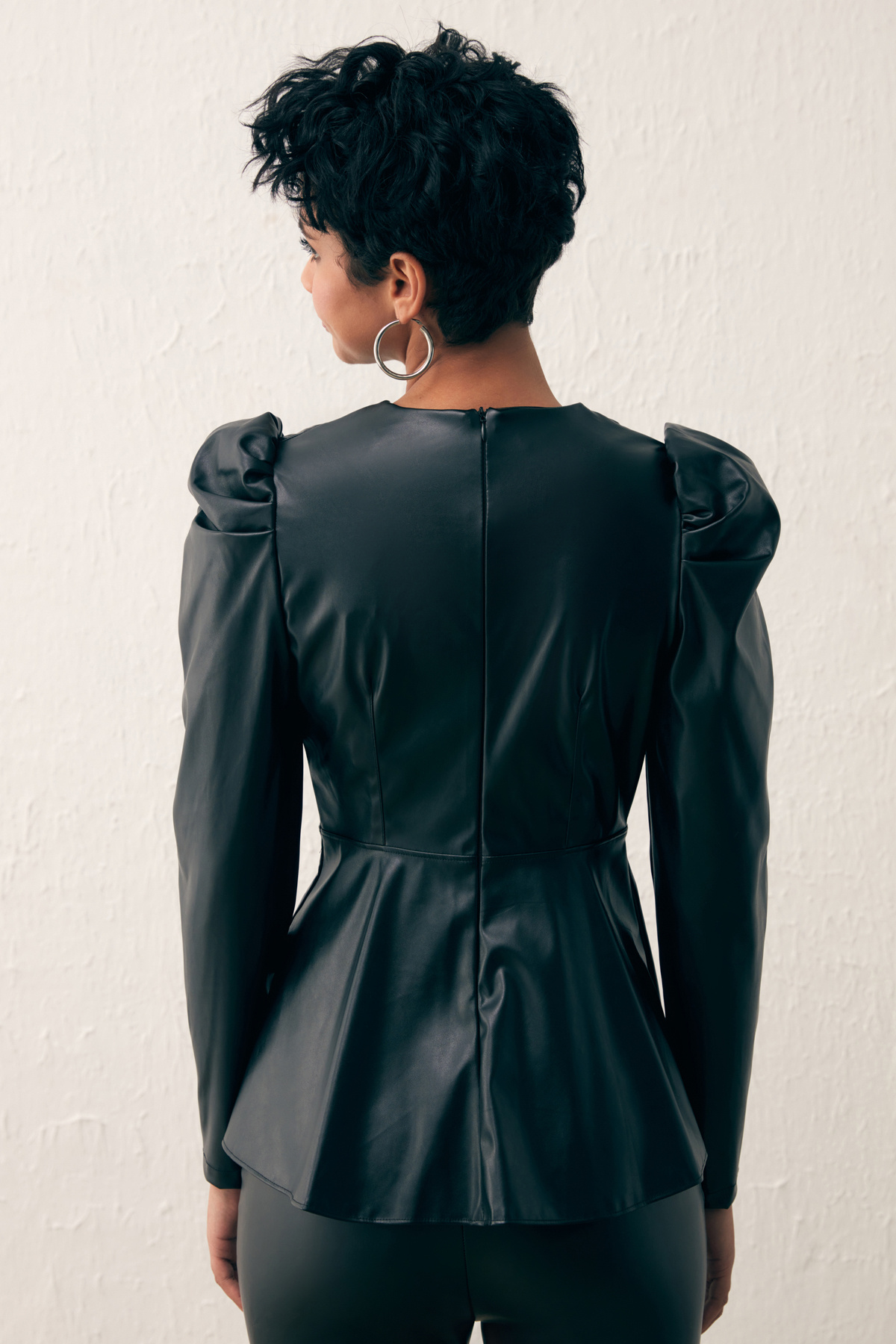 Kruvaze Deri Bluz - SİYAH