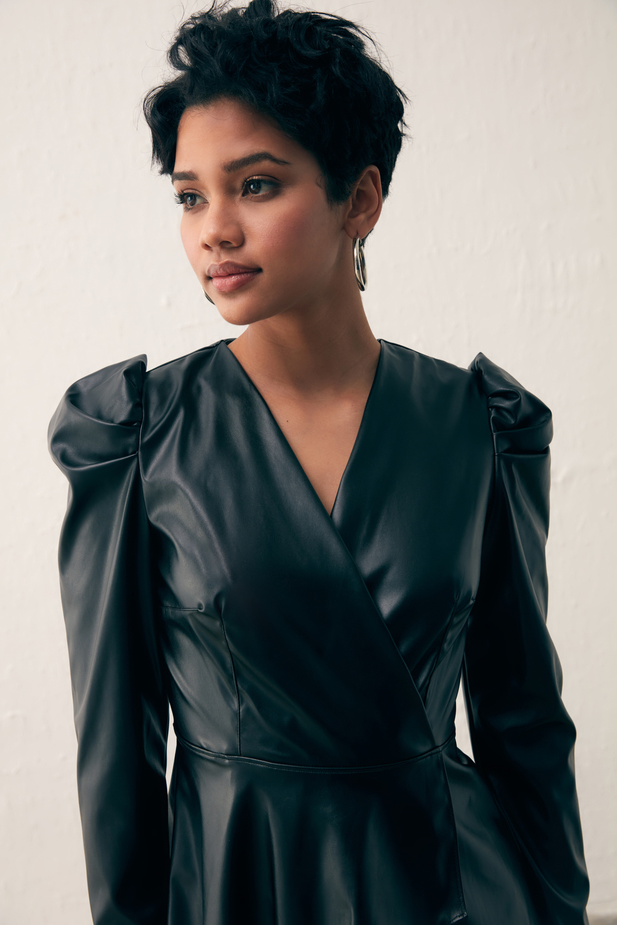 Kruvaze Deri Bluz - SİYAH