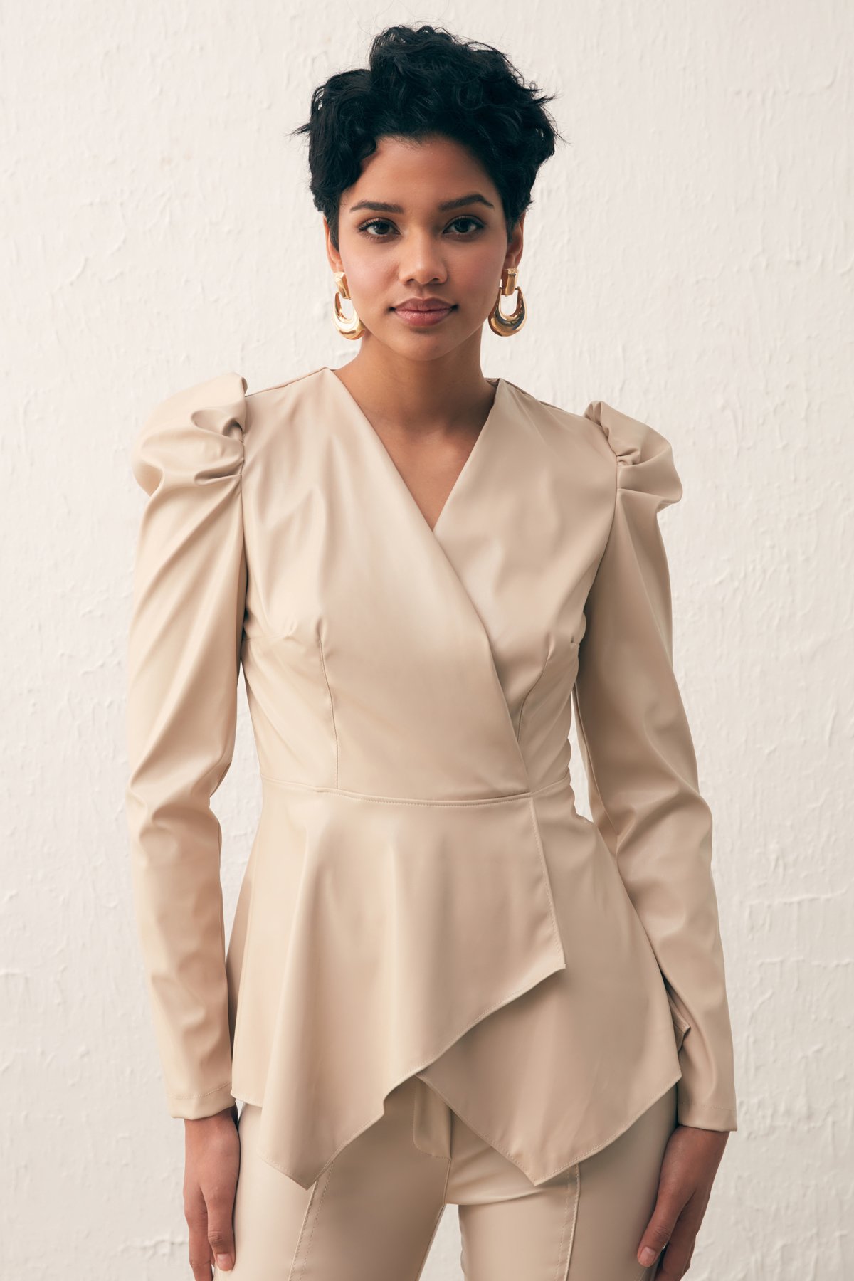 Kruvaze Deri Bluz - TAŞ