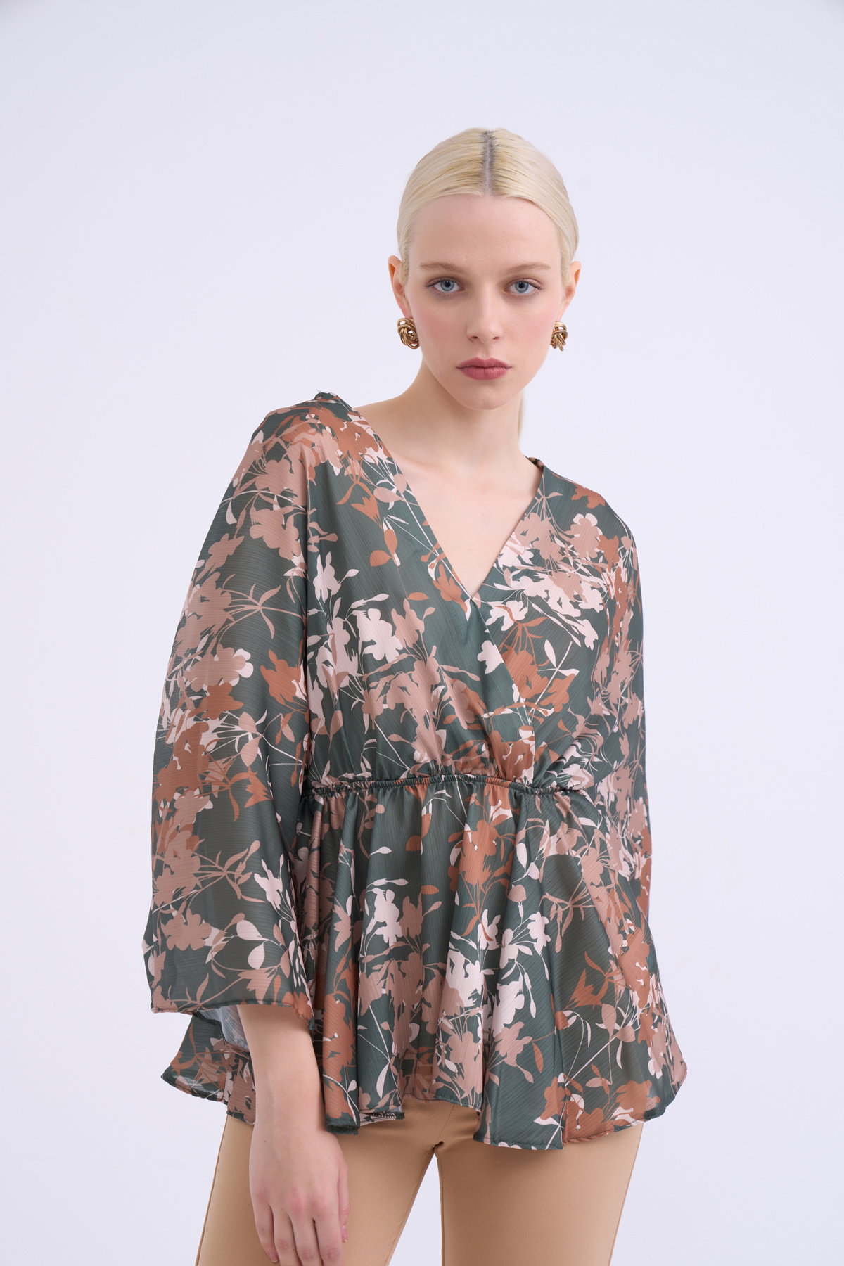 Double-breasted blouse - KKHAKI