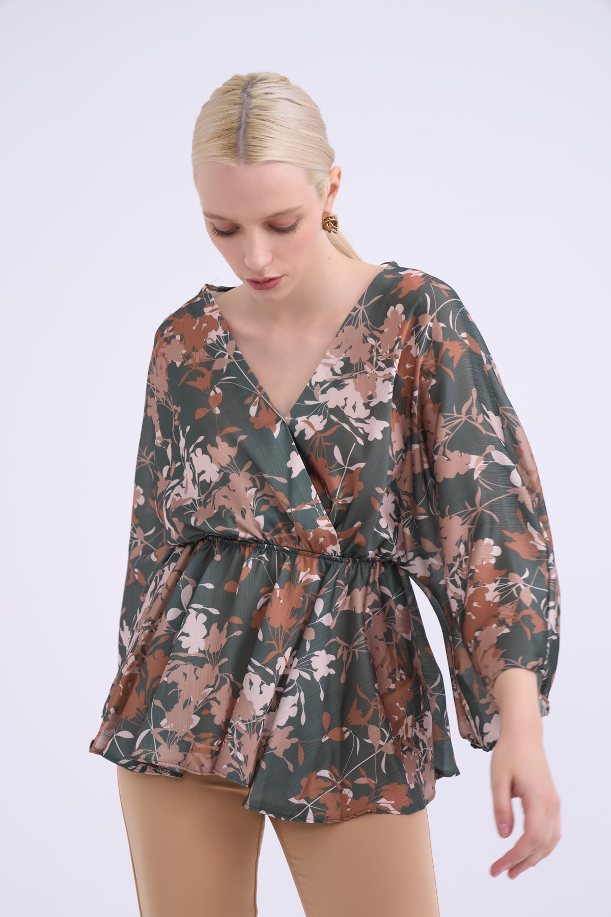 Double-breasted blouse - KKHAKI