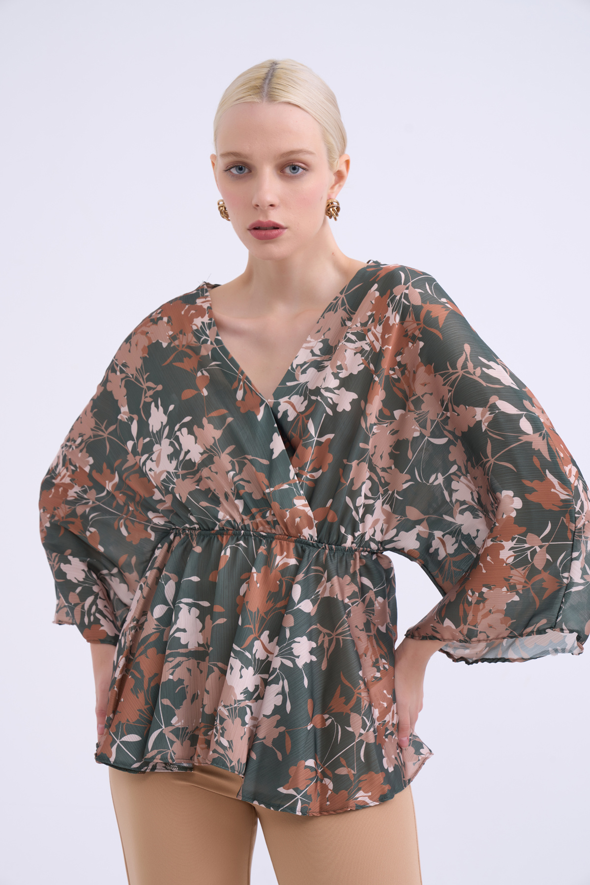 Double-breasted blouse - KKHAKI