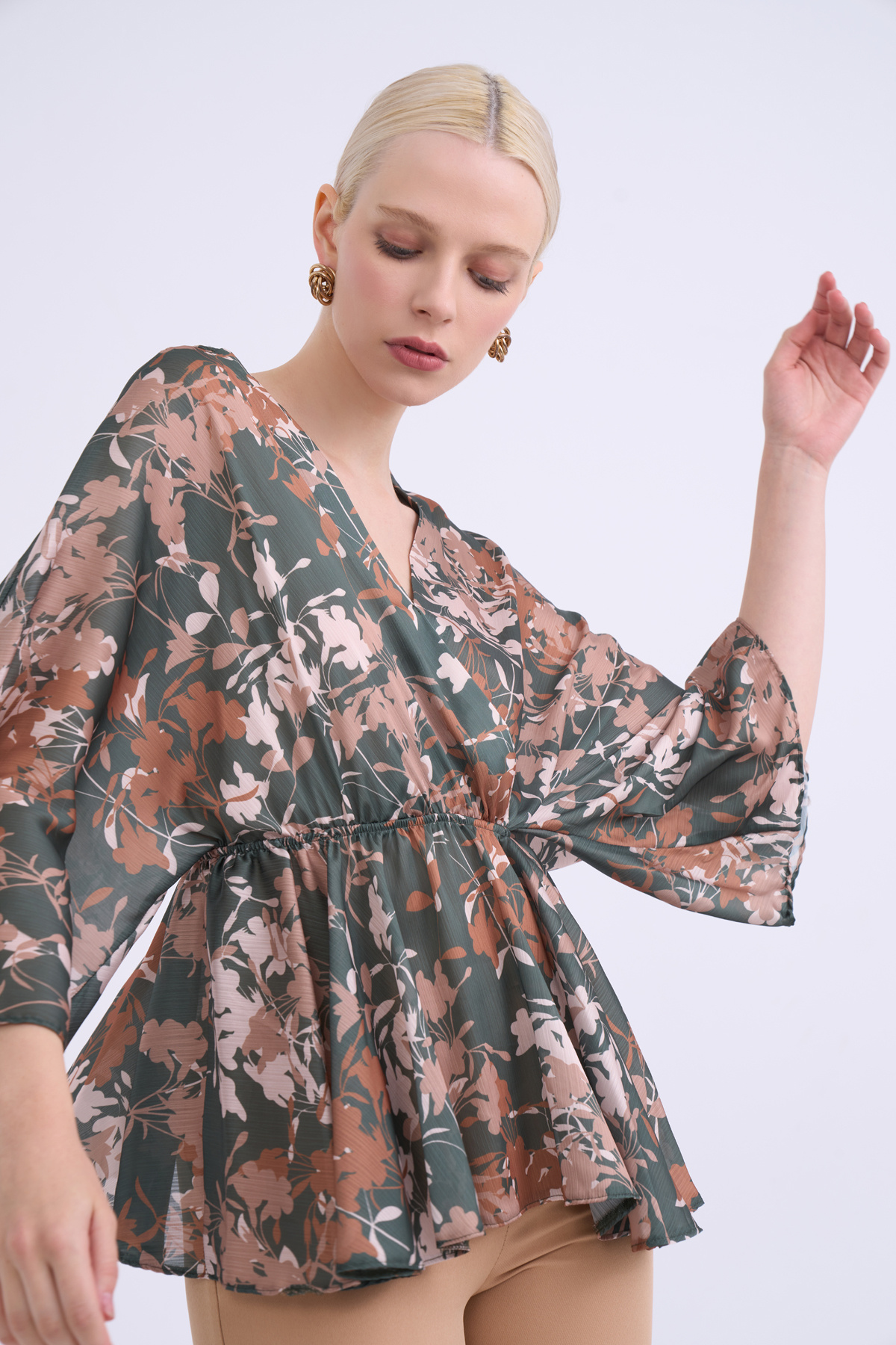 Double-breasted blouse - KKHAKI