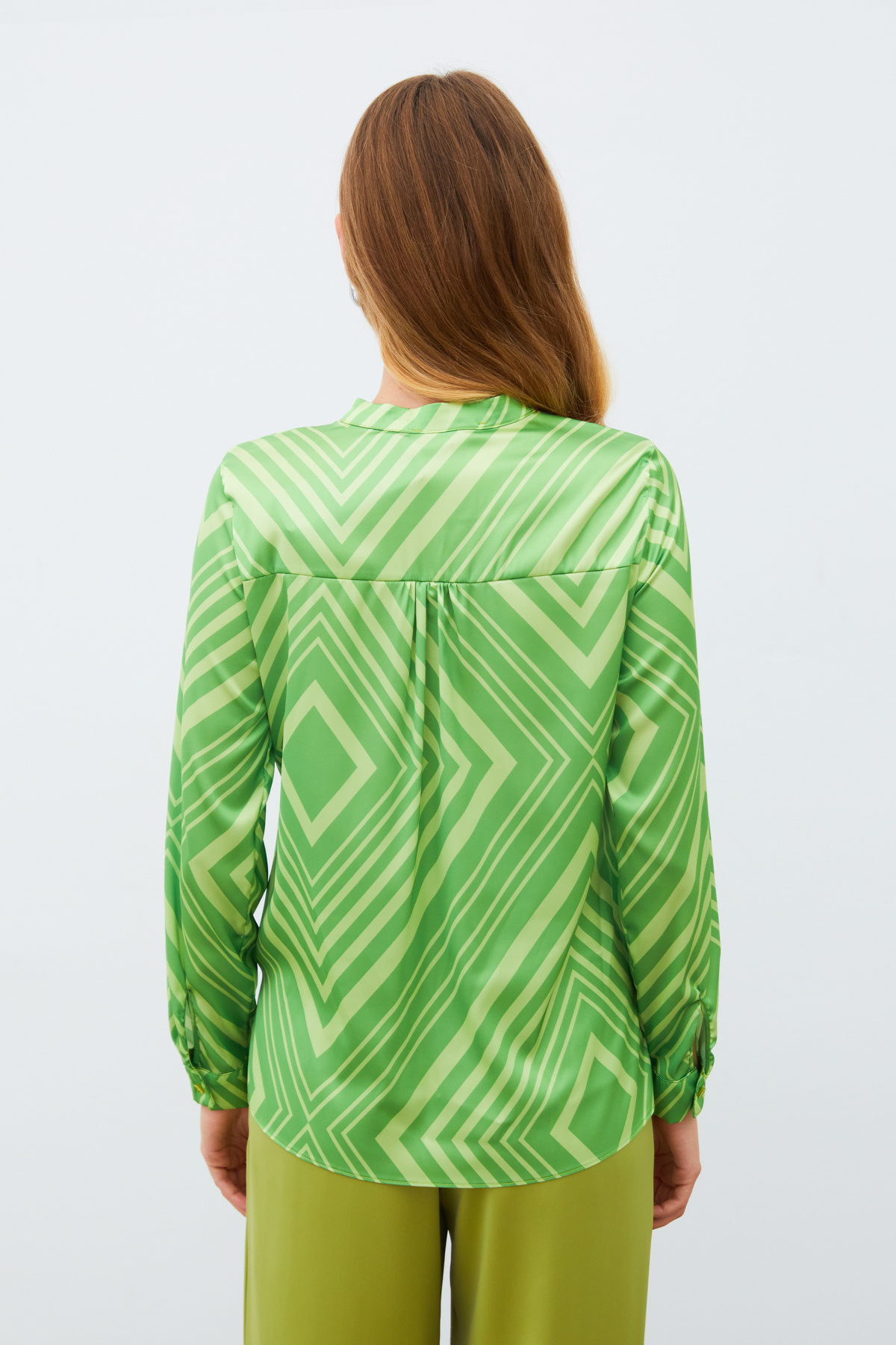 Kruvaze Desenli Bluz - YEŞİL