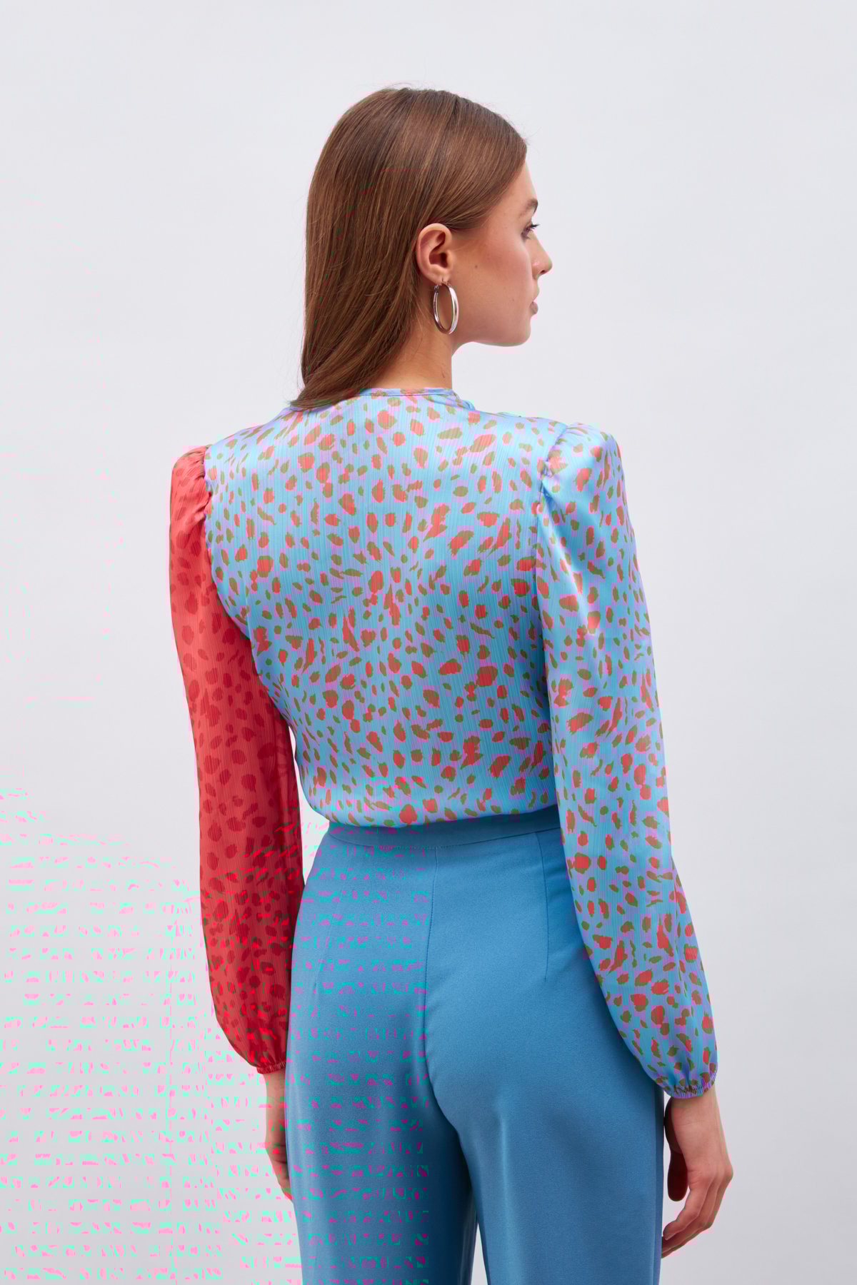 Kruvaze Desenli Bodysuit - BEBE MAVİ-MERCAN