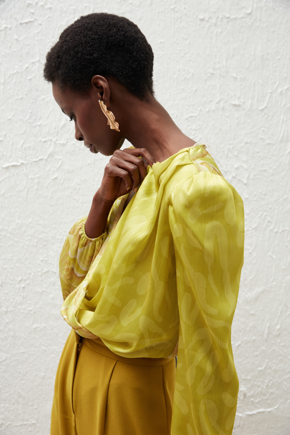 Kruvaze Desenli Bodysuit Bluz - OLİVE