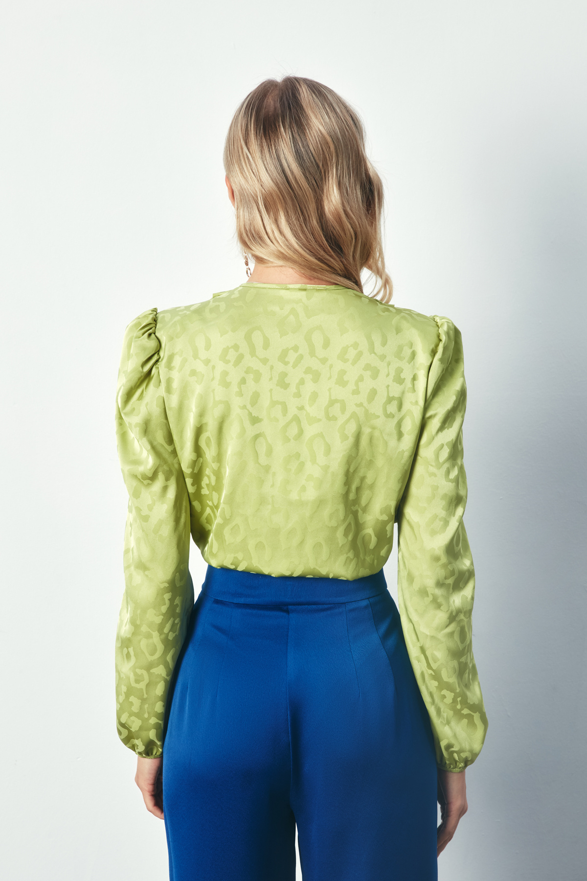 Kruvaze Desenli Bodysuit Bluz - YAĞ YEŞİLİ