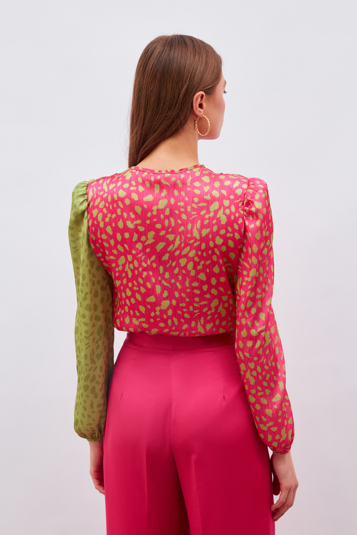 Kruvaze Desenli Bodysuit - FUŞYA-YAĞ YEŞİLİ