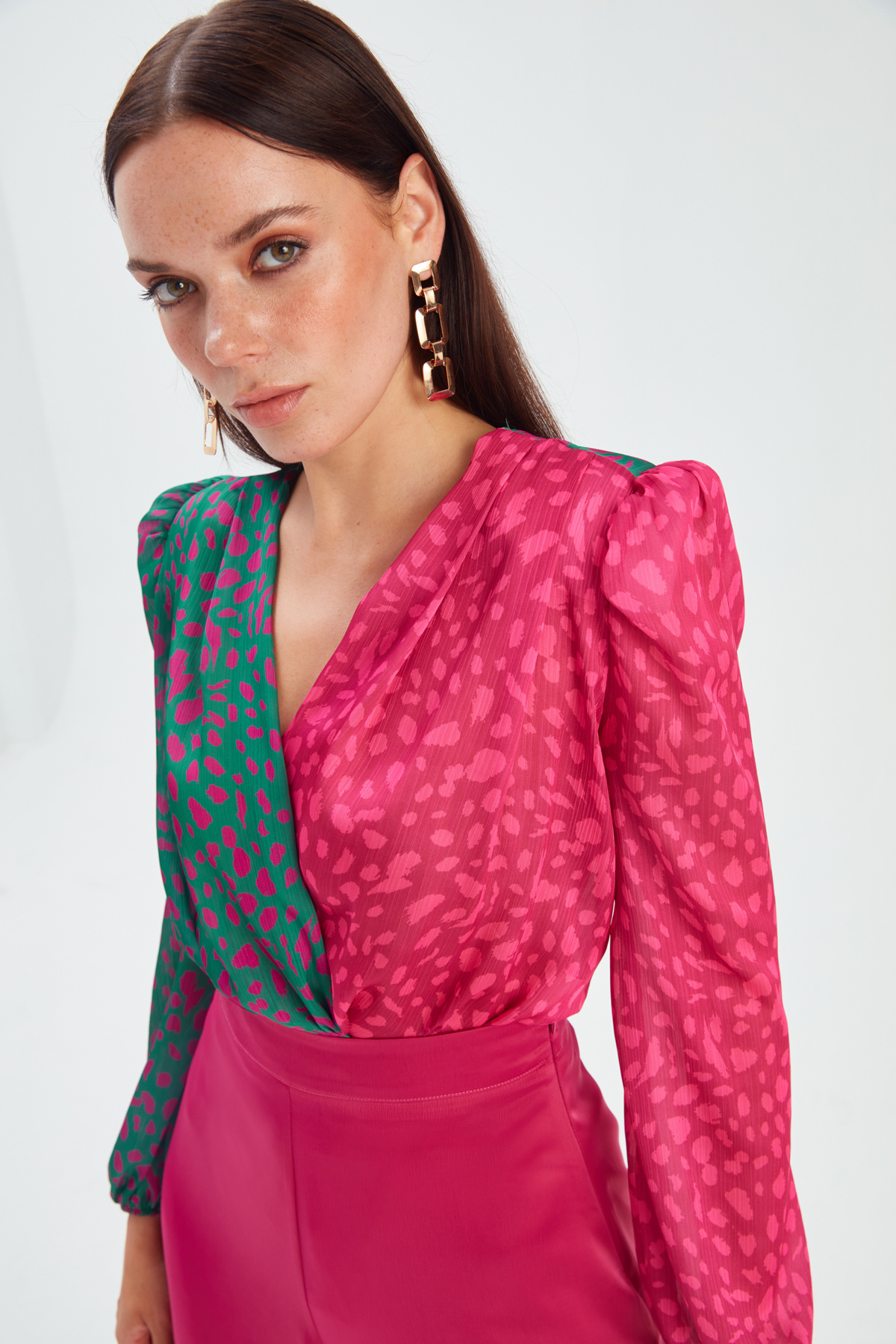 Double-breasted bodysuit - FUCHSIA-GREEN