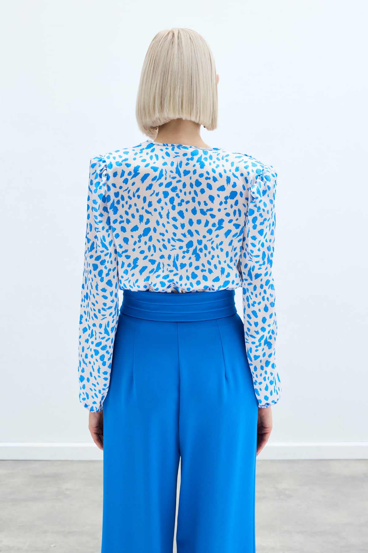 Kruvaze Desenli Bodysuit - Lacivert
