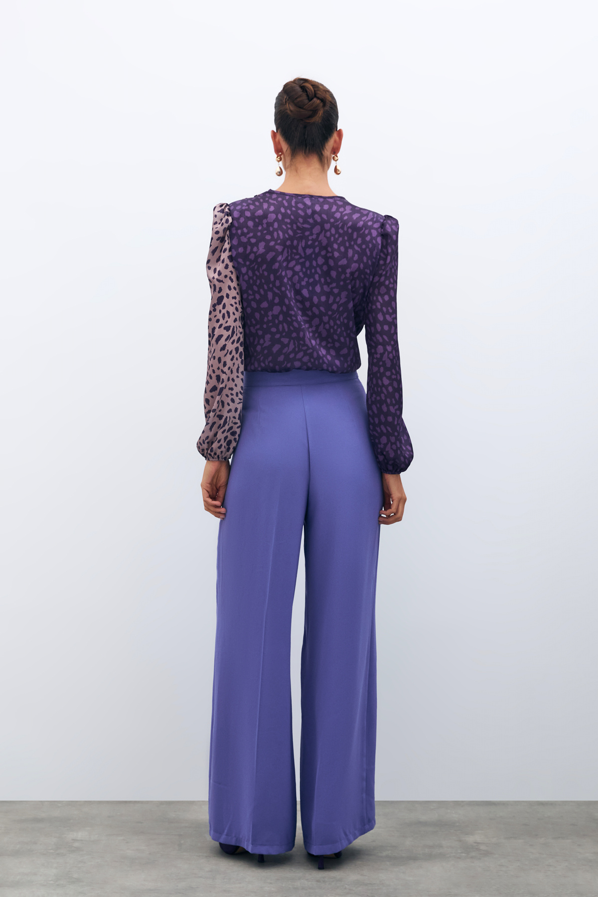 Kruvaze Desenli Bodysuit - MOR-PUDRA