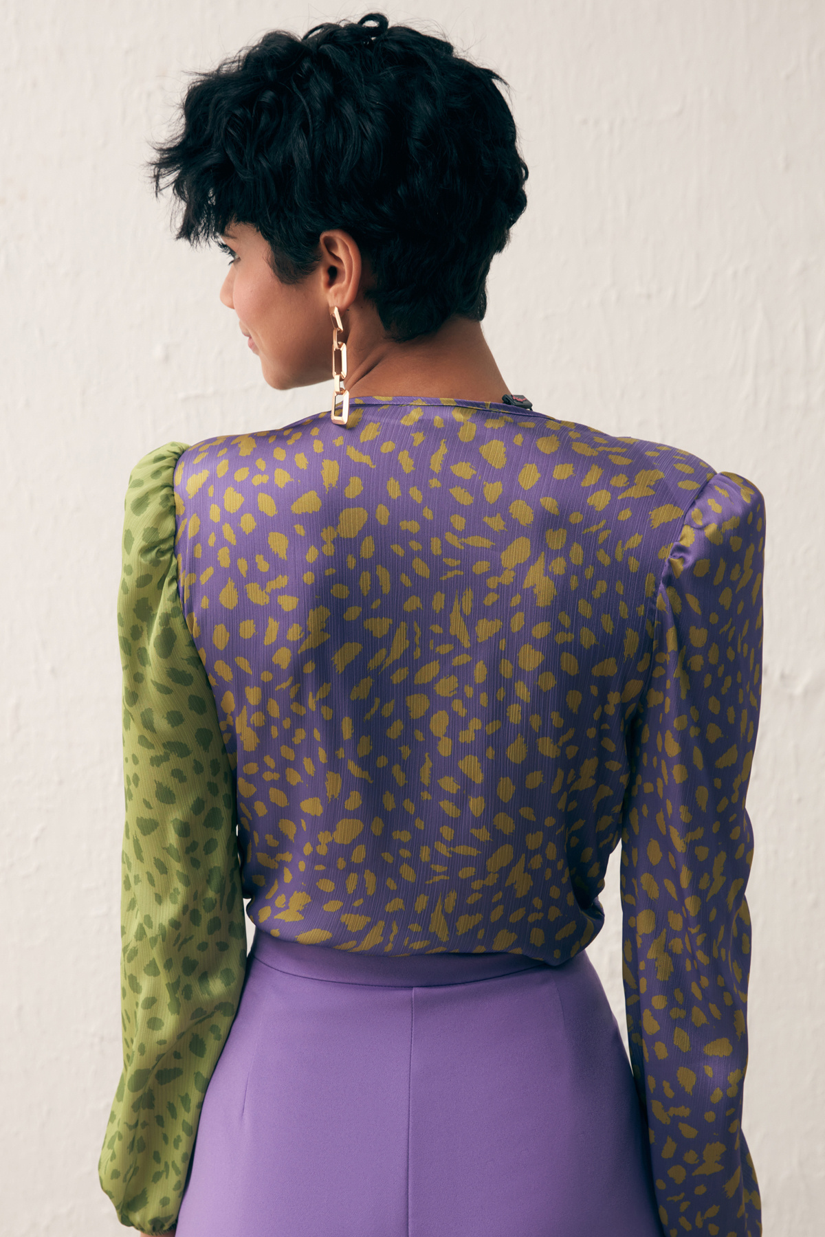 Kruvaze Desenli Bodysuit - MOR-YAĞ YEŞİLİ