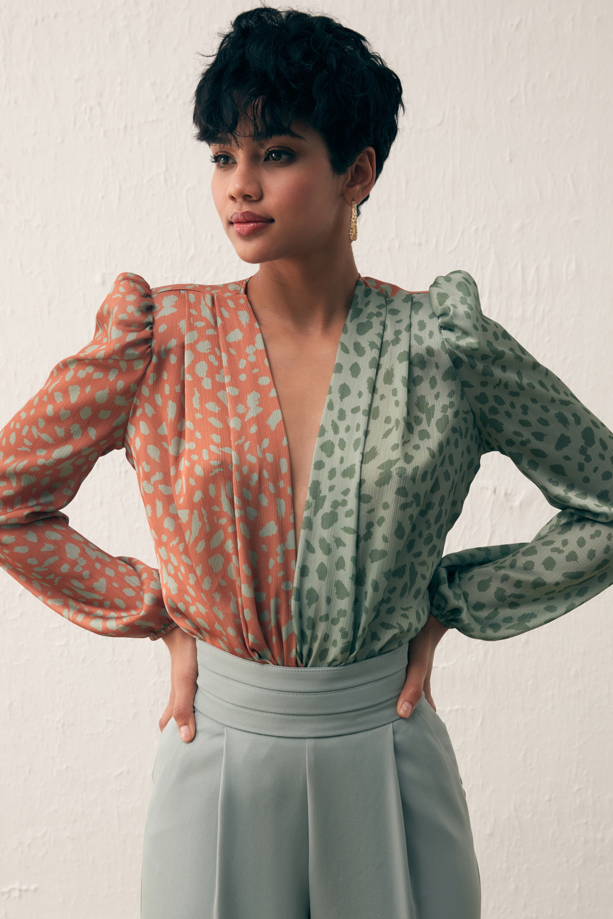 Kruvaze Desenli Bodysuit - TABA-ÇAĞLA