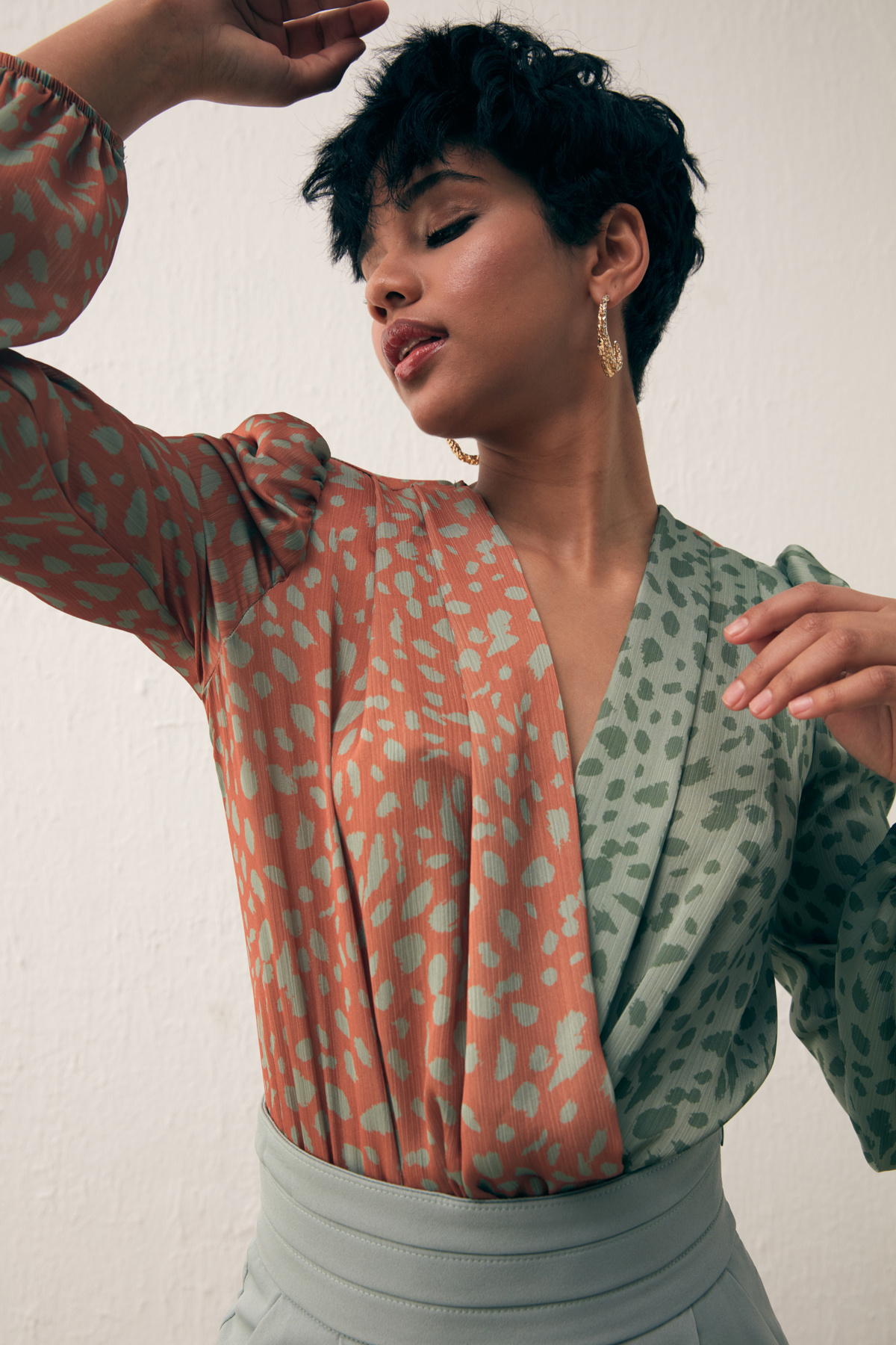 Kruvaze Desenli Bodysuit - TABA-ÇAĞLA