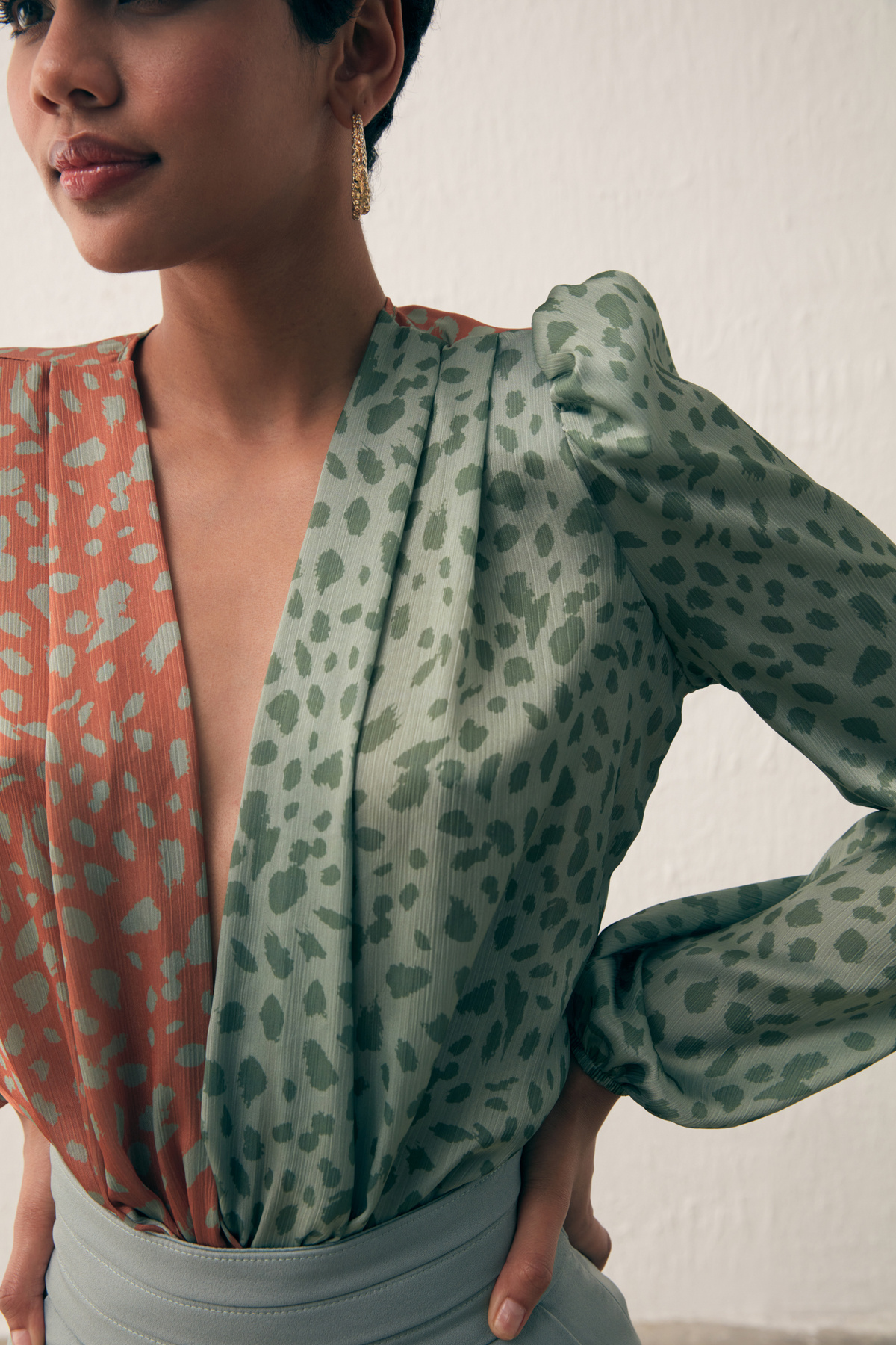 Kruvaze Desenli Bodysuit - TABA-ÇAĞLA