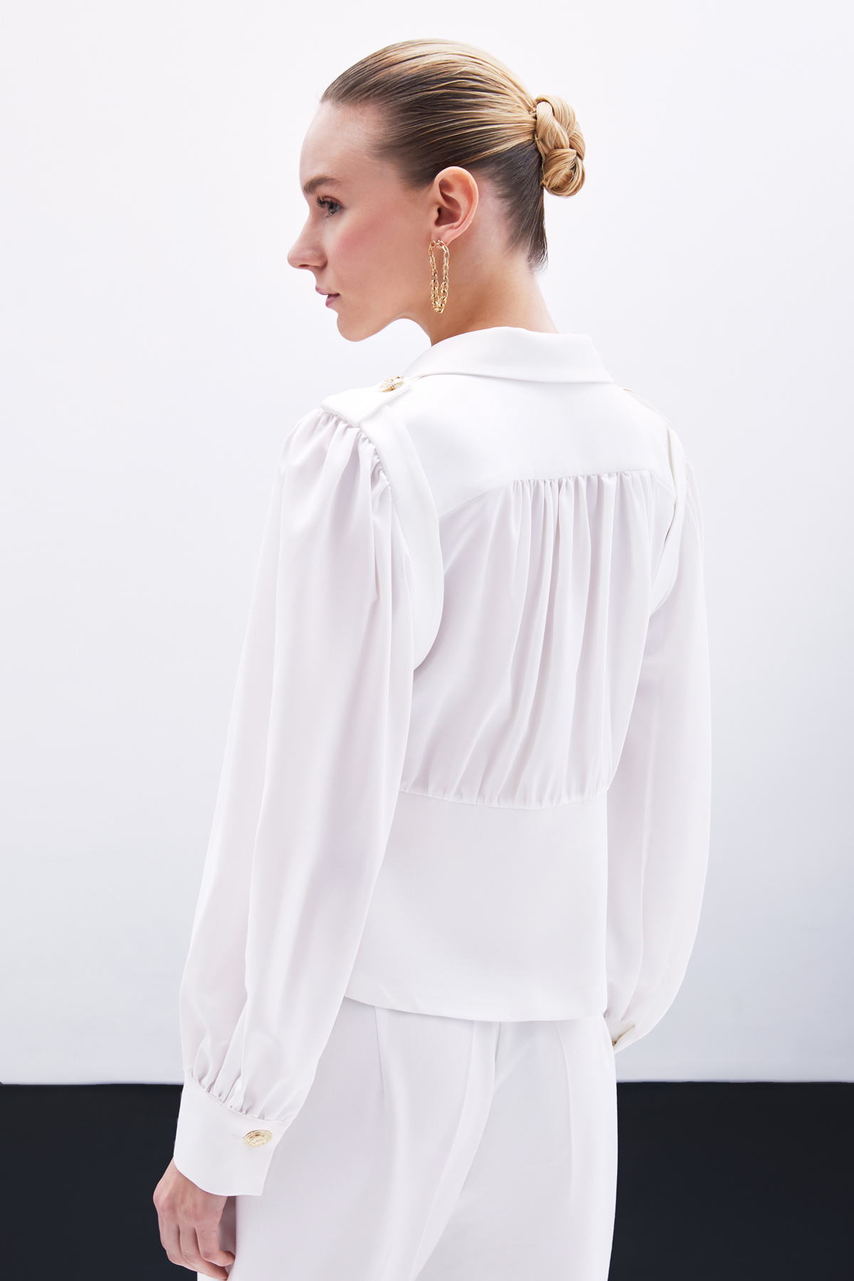 Kruvaze Kısa Ceket - Ekru