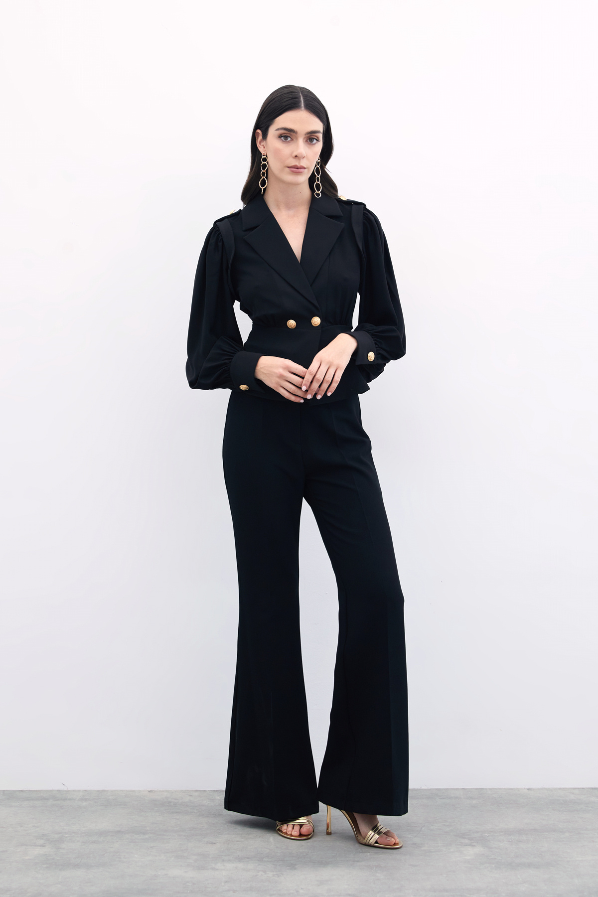 Kruvaze Kısa Ceket - Siyah