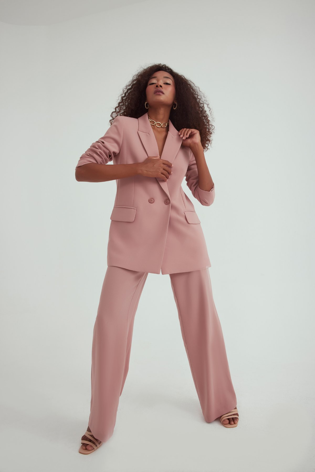 kruvaze krep blazer ceket - GUL KURUSU