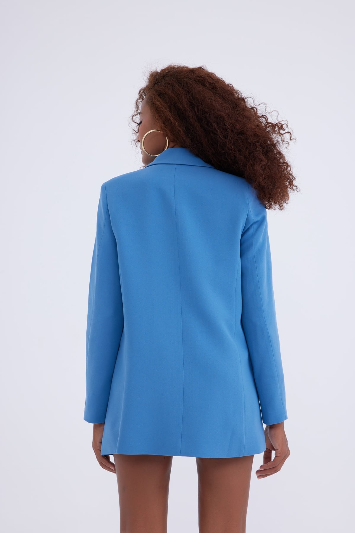 double-breasted crepe blazer jacket - INDIGO