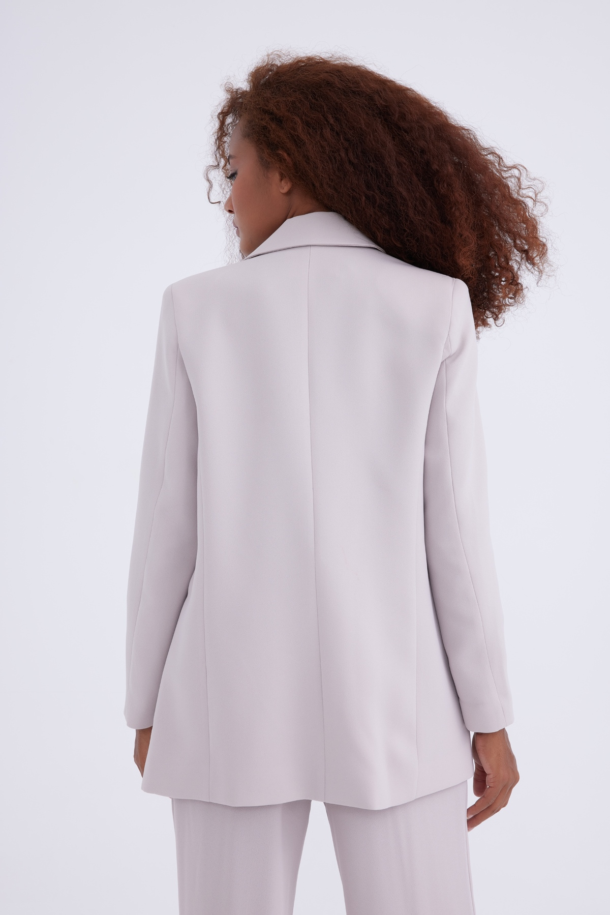 double-breasted crepe blazer jacket - STONE