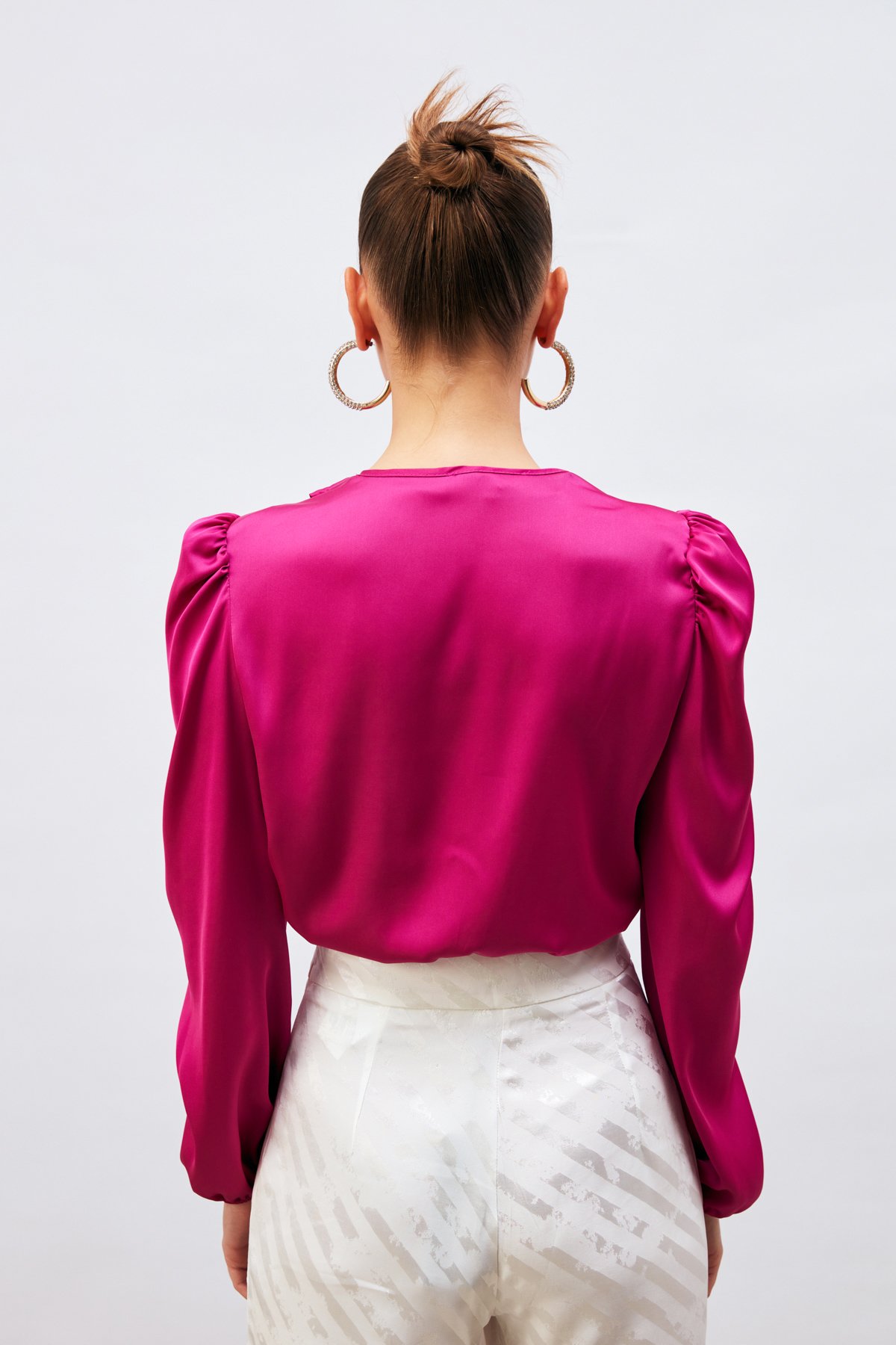 Double-breasted satin bodysuit - FuchsIa