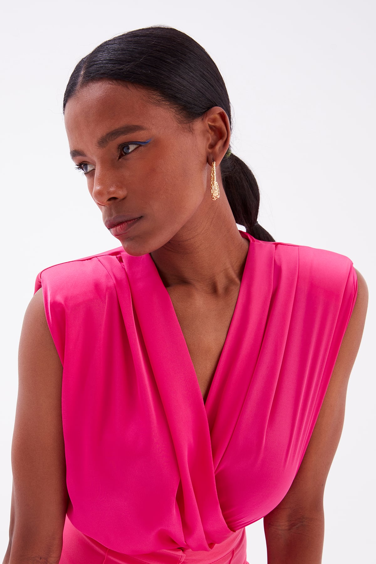 Double Breasted Satin Bodysuit - FuchsIa