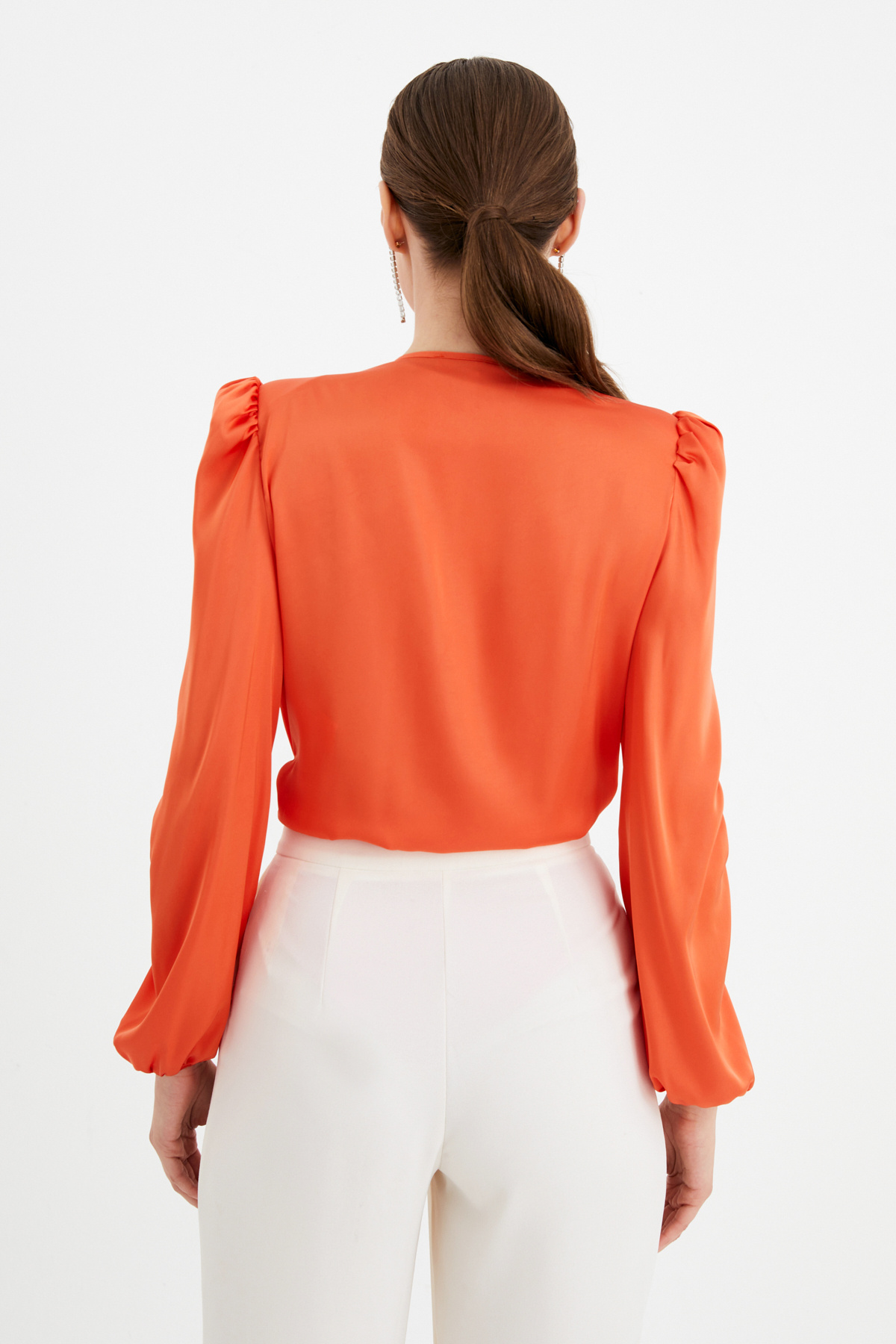 Kruvaze saten bodysuit - ORANJ